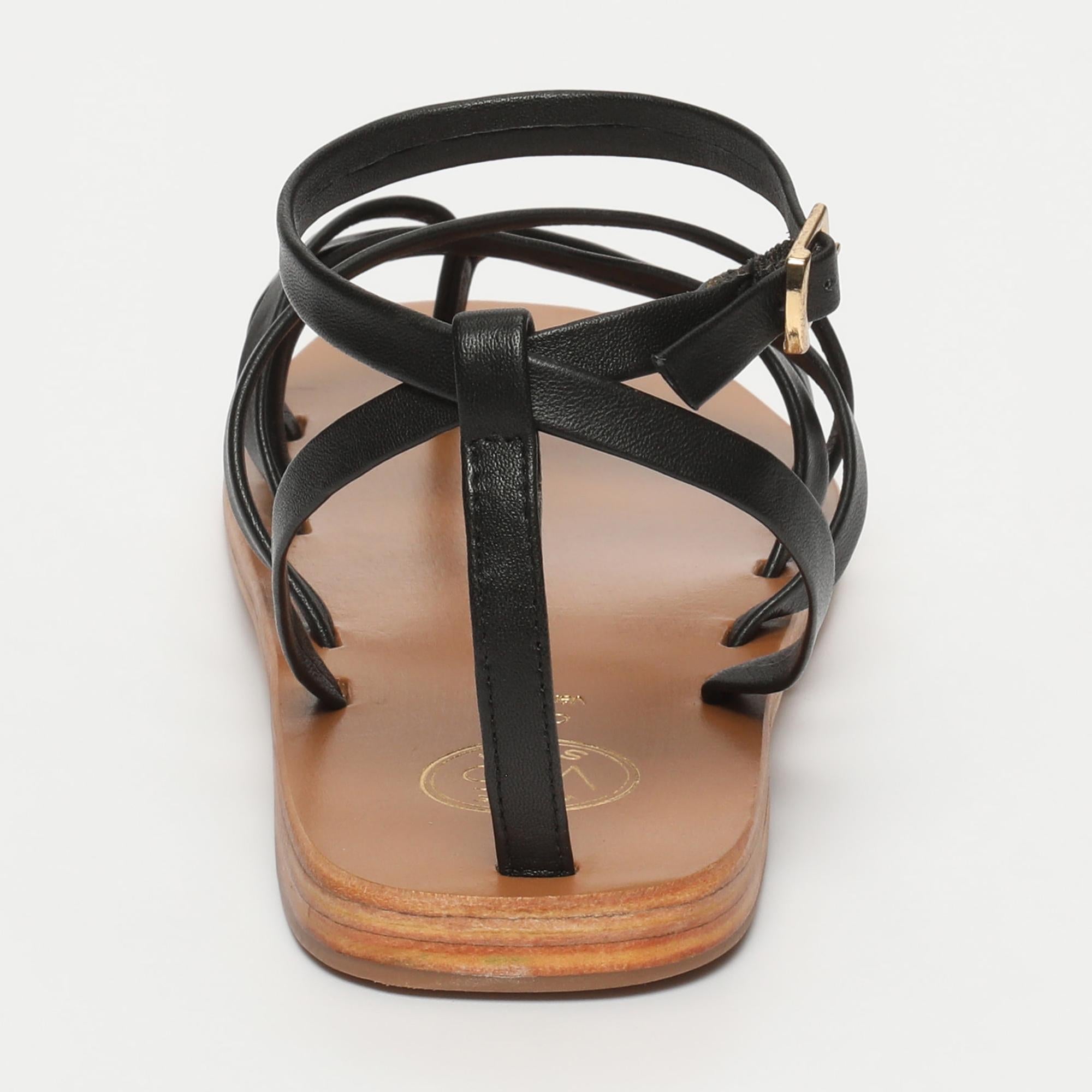 AMELIA sandales entre doigt en cuir noir