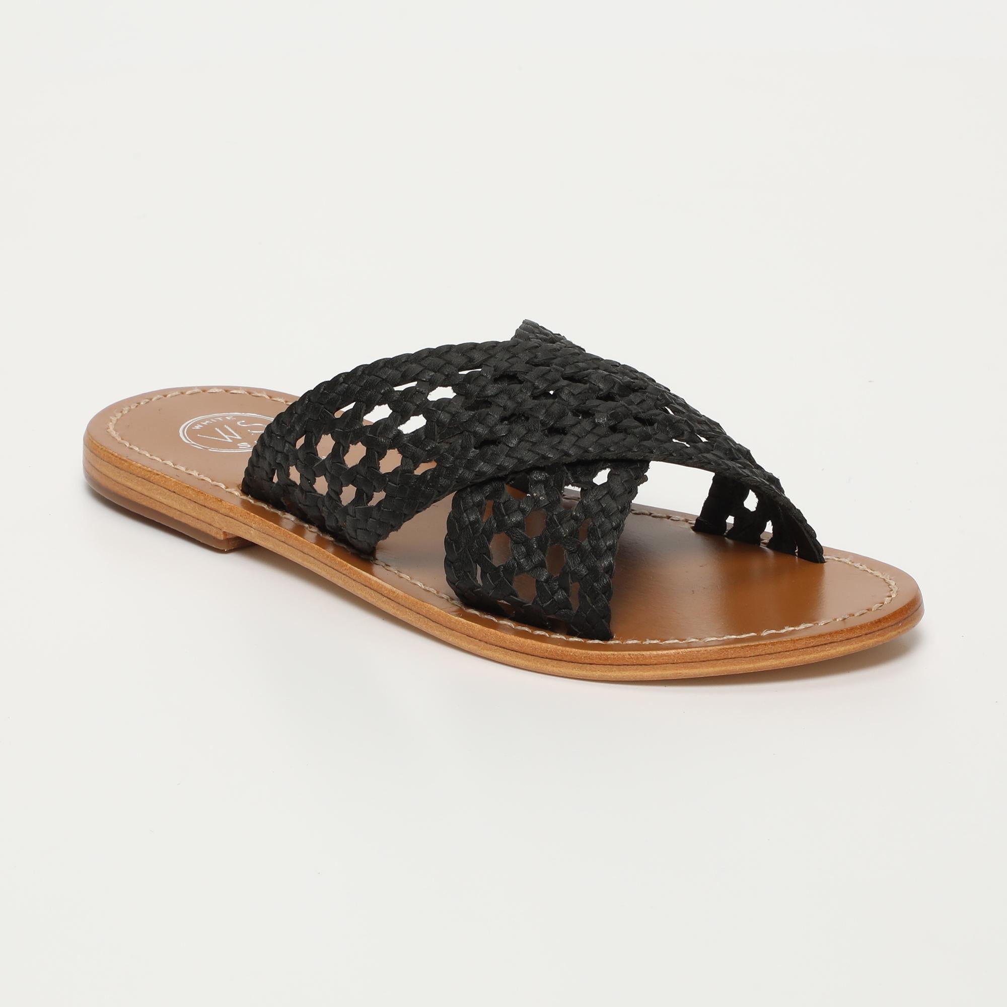 BAHARAK mules tresse en cuir noir