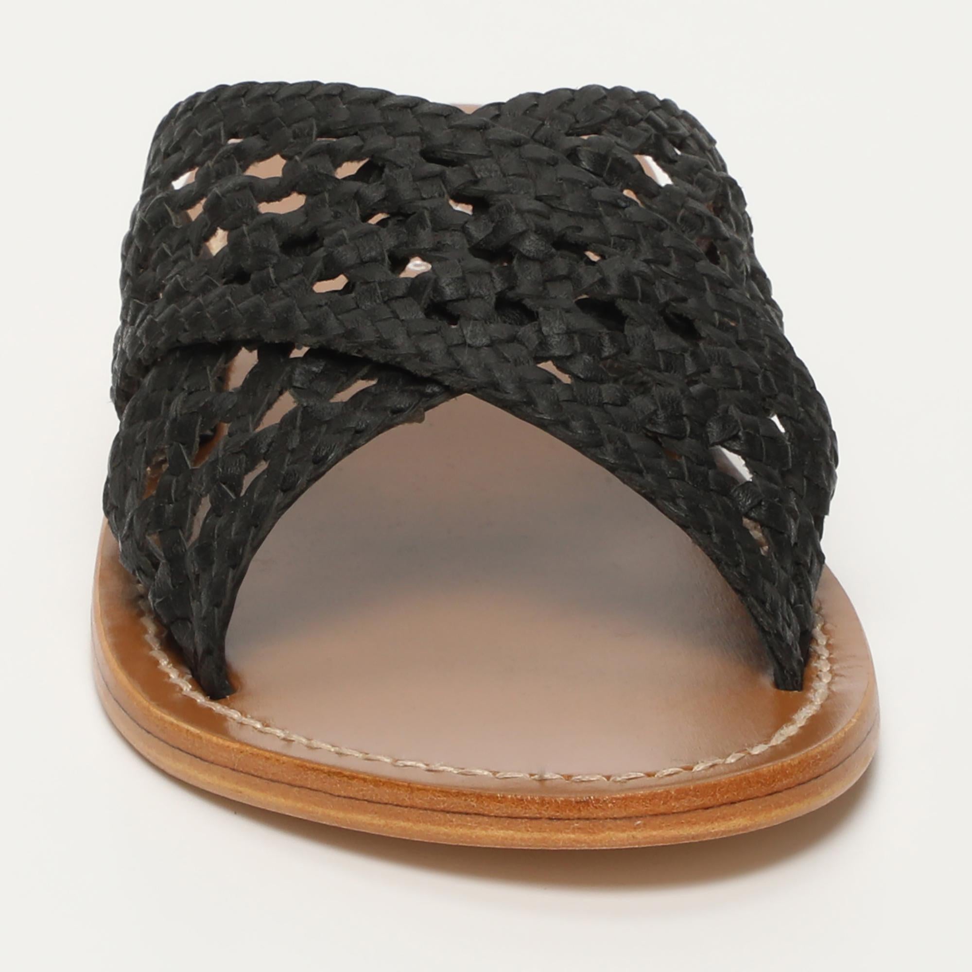 BAHARAK mules tresse en cuir noir