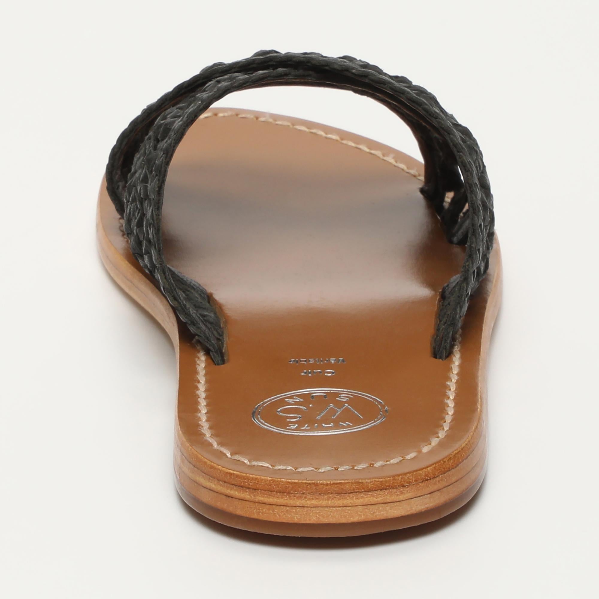 BAHARAK mules tresse en cuir noir