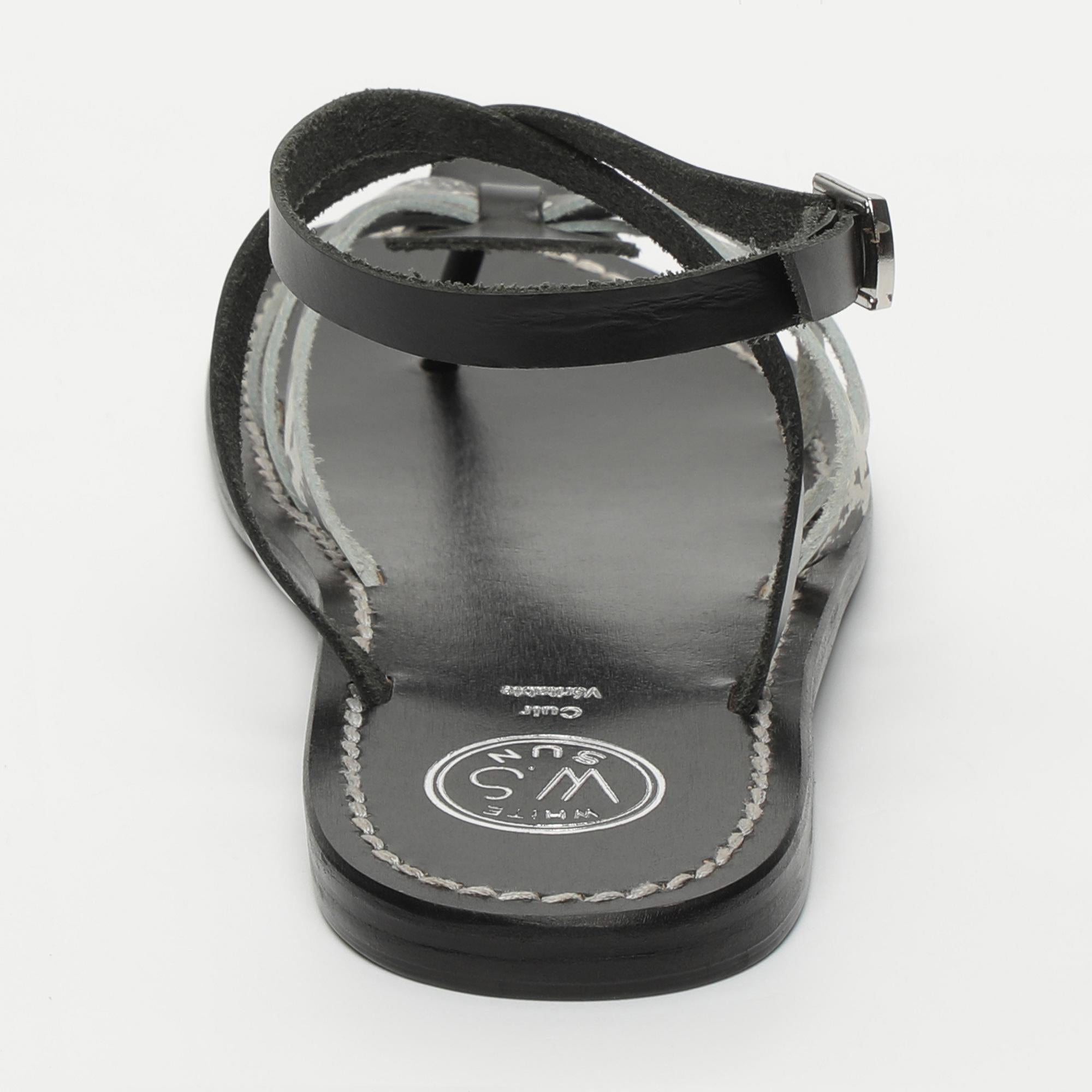 BALLY sandales en cuir serpent noir et blanc
