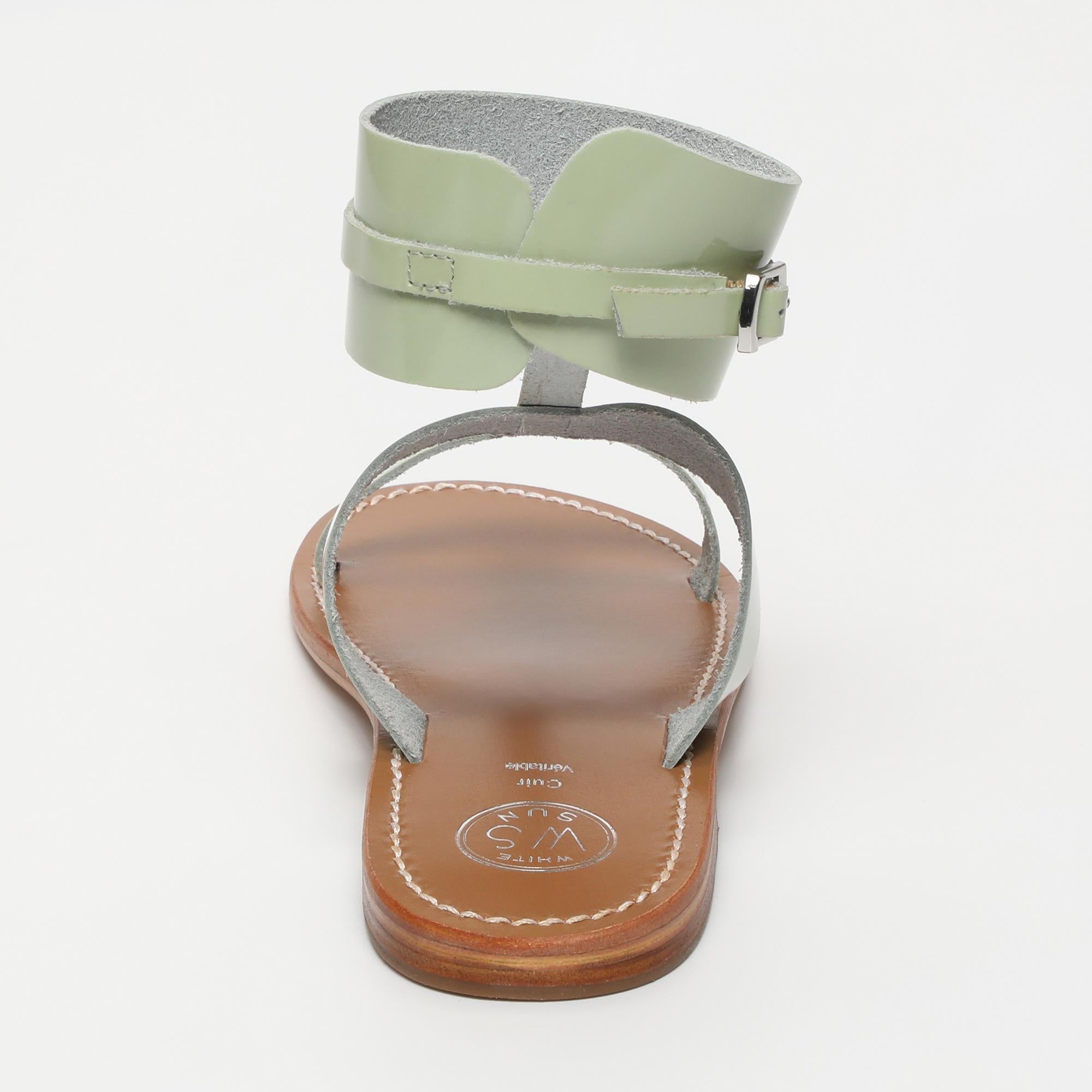 BARCARI sandales bracelet de cheville spartiate en cuir menthe