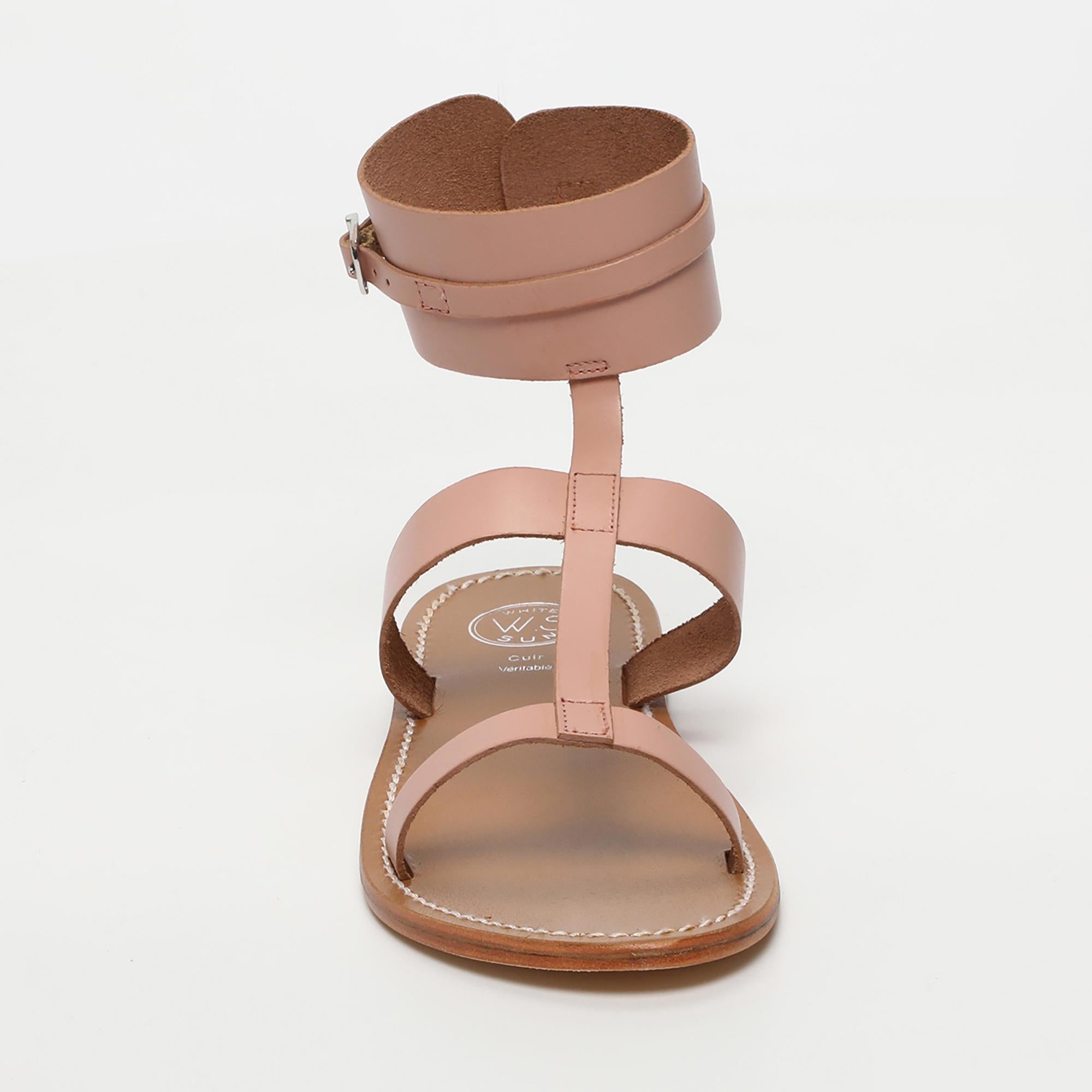 BARCARI sandales bracelet de cheville spartiate en cuir rose