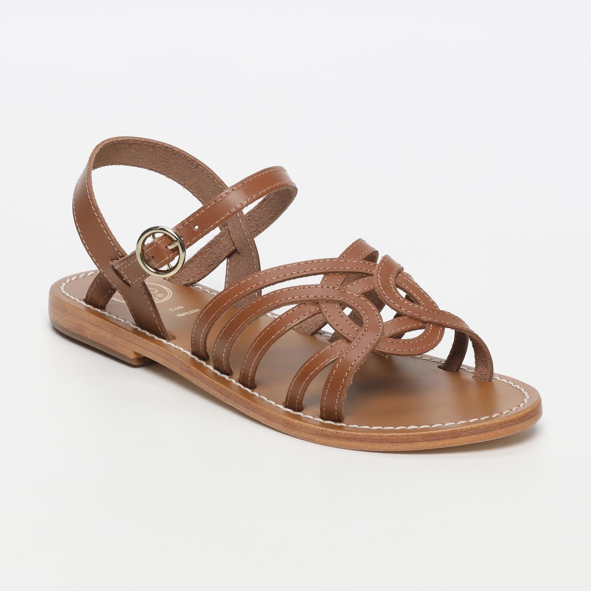 BARSHA sandales en cuir camel