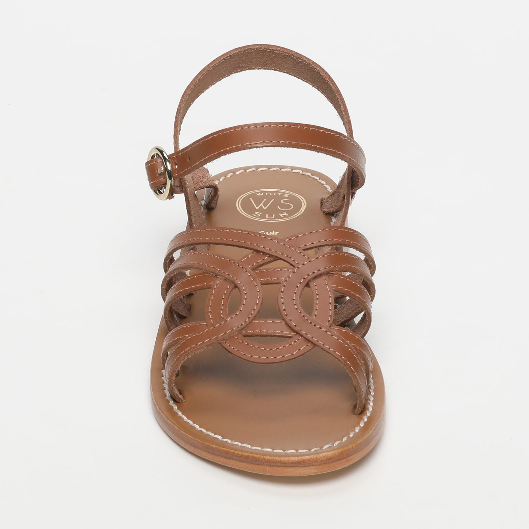 BARSHA sandales en cuir camel