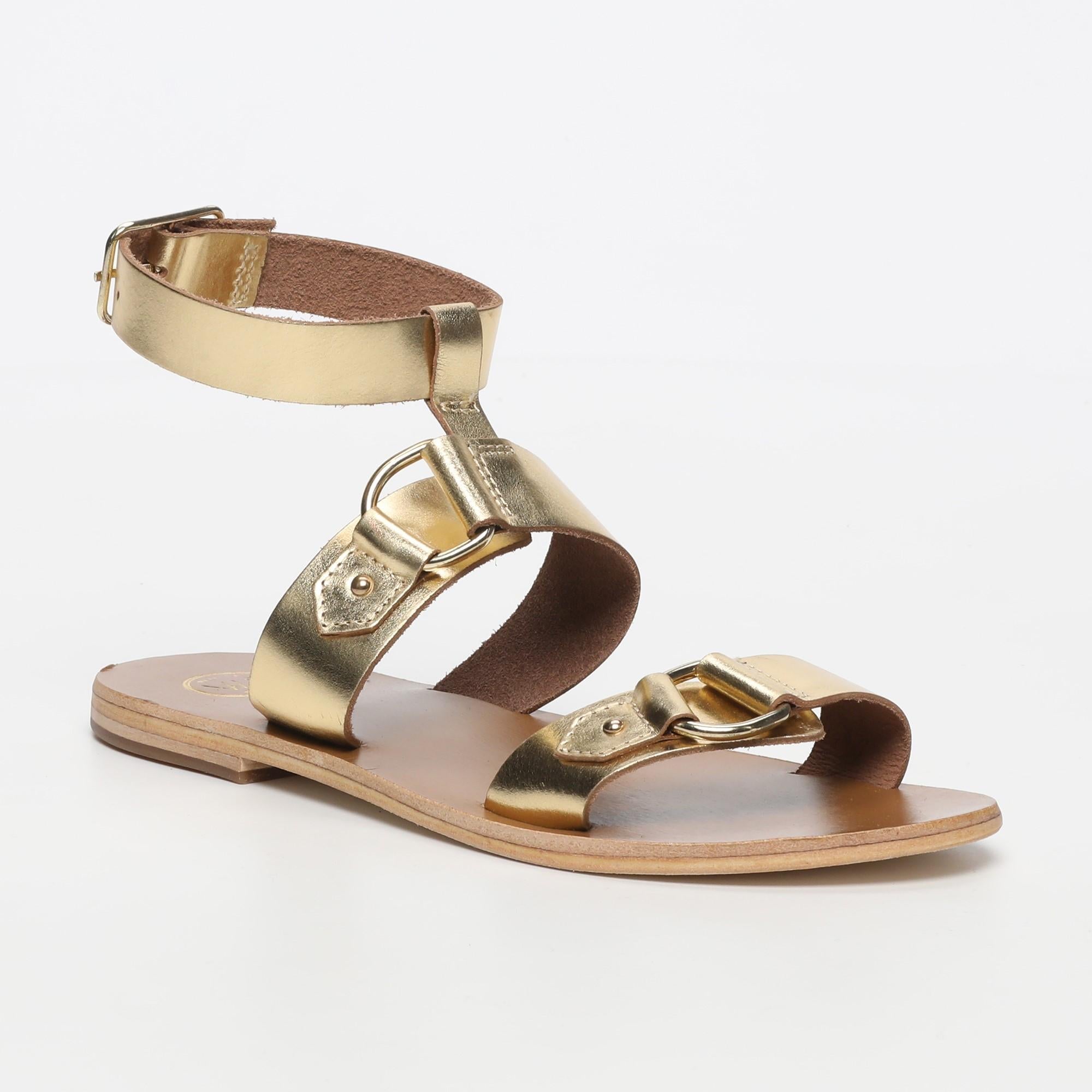BHARATHI sandales spartiates bracelet de cheville en cuir or foncé