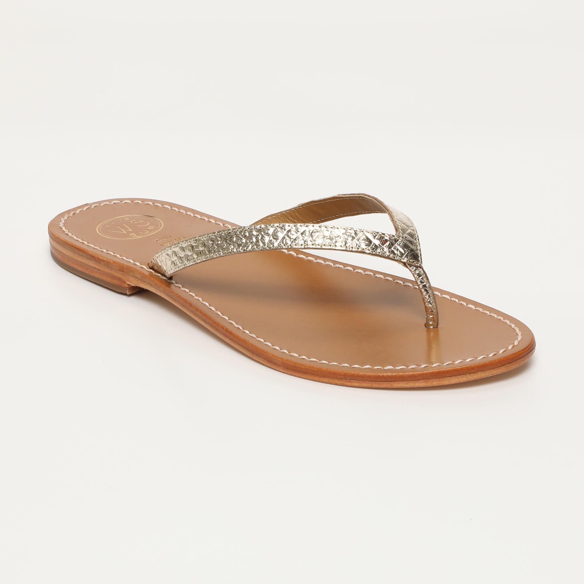 BOAVISTA mules entre doigt en cuir croco or clair