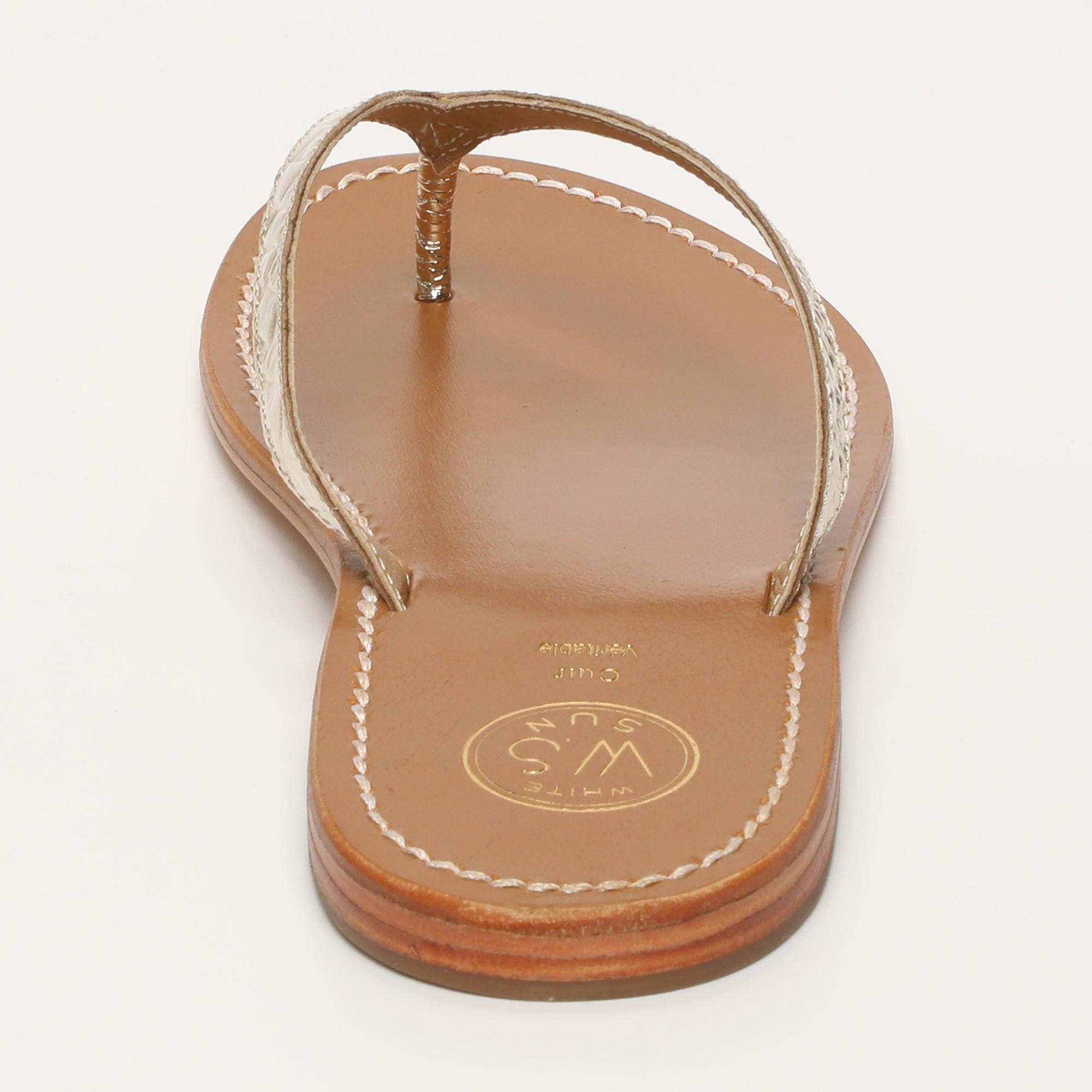 BOAVISTA mules entre doigt en cuir croco or clair