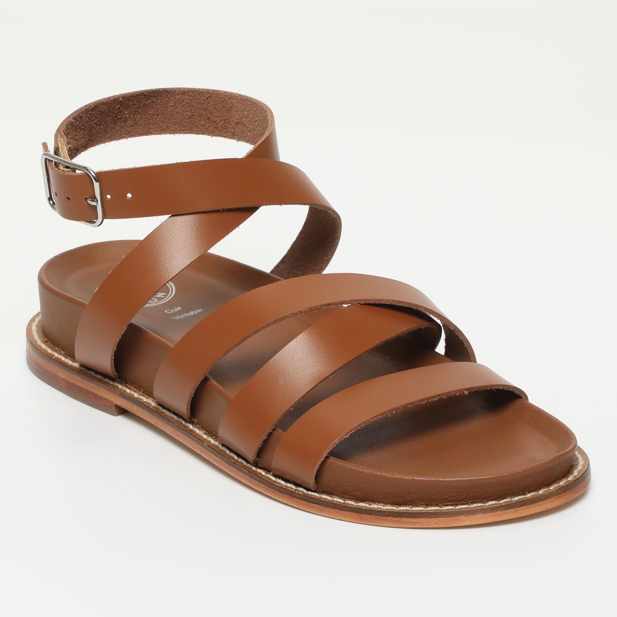 BOGARRA sandales spartiates en cuir camel