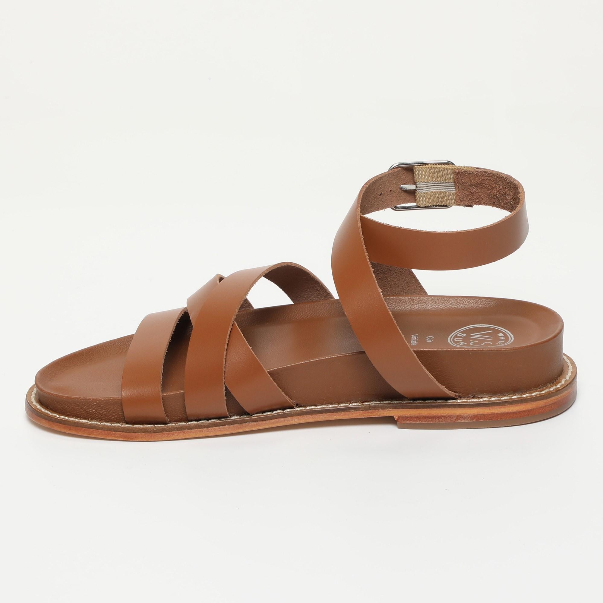 BOGARRA sandales spartiates en cuir camel
