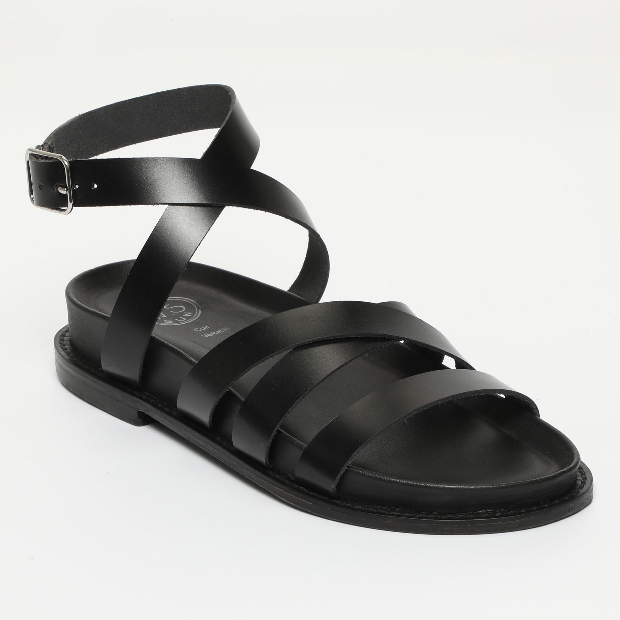 BOGARRA sandales spartiates en cuir noir