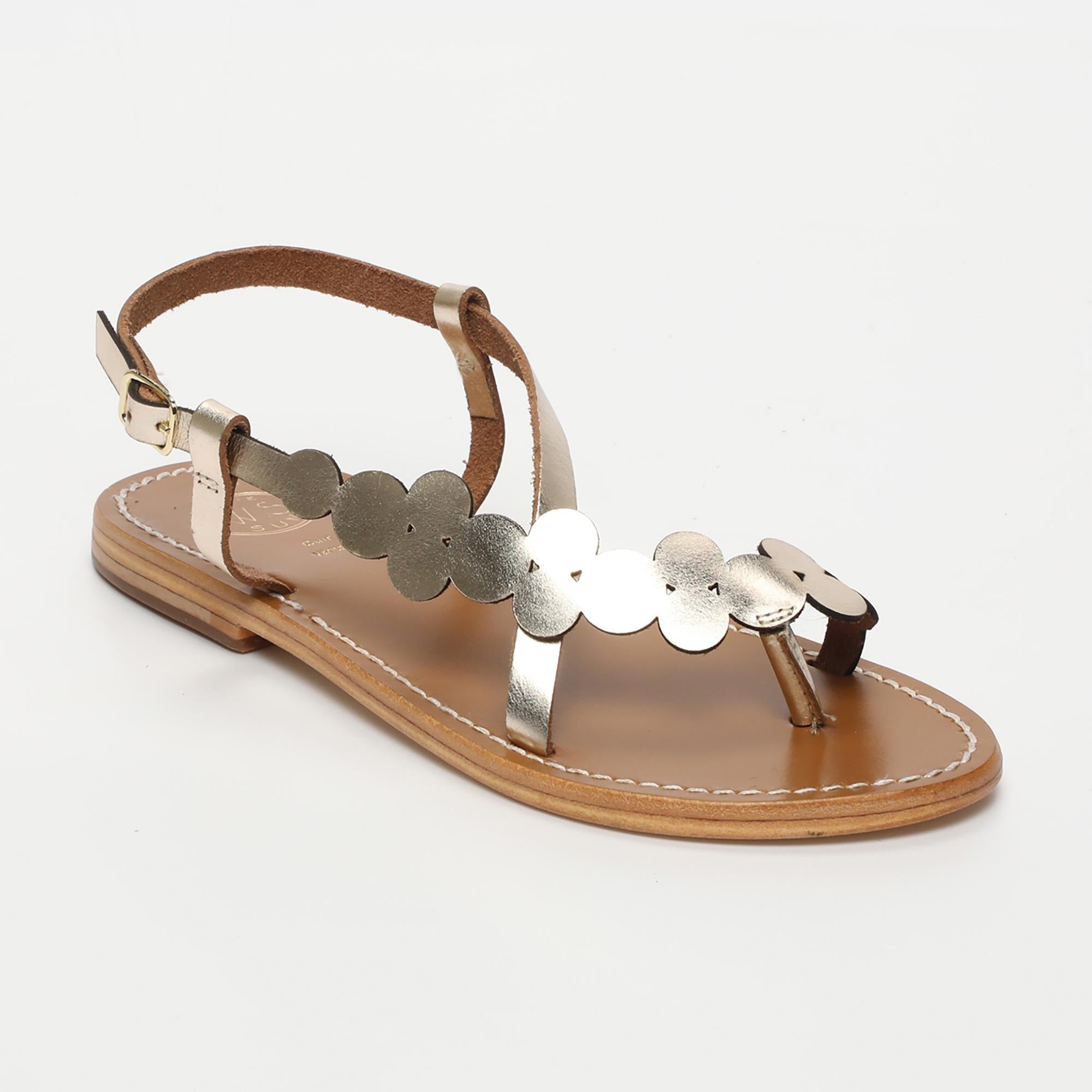 BABLI sandales entre doigt fantaisie en cuir or