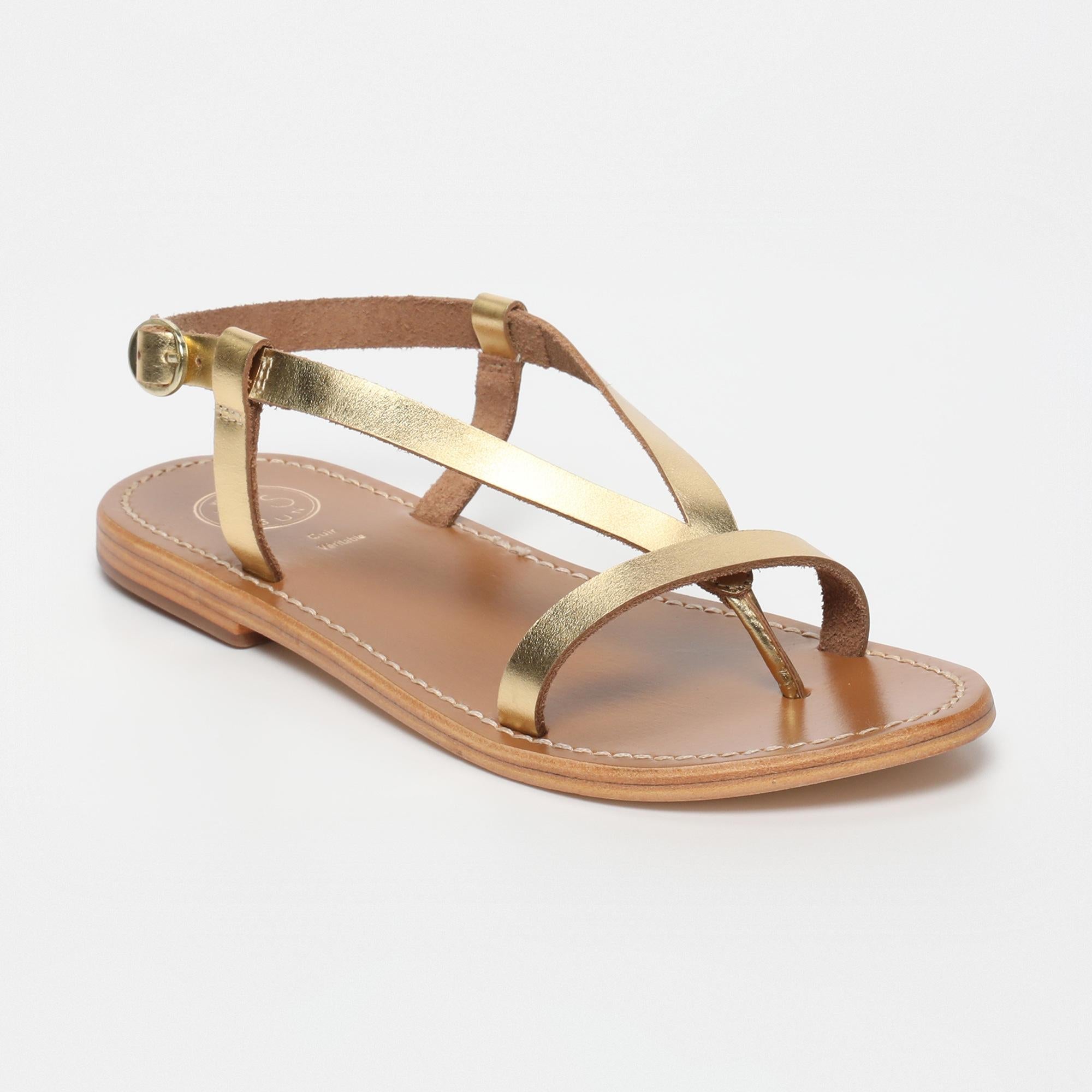 BAHULA sandales entre doigt en cuir or foncé