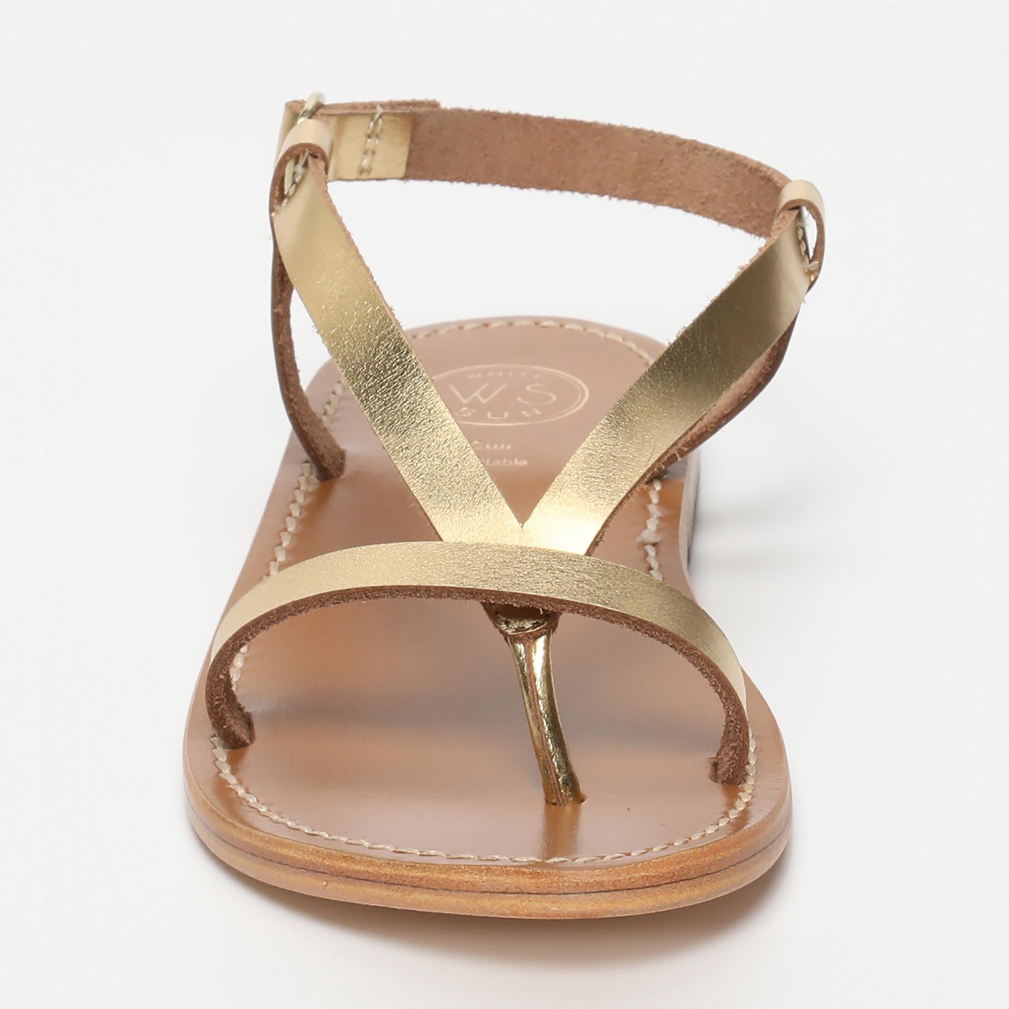BAHULA sandales entre doigt en cuir or foncé