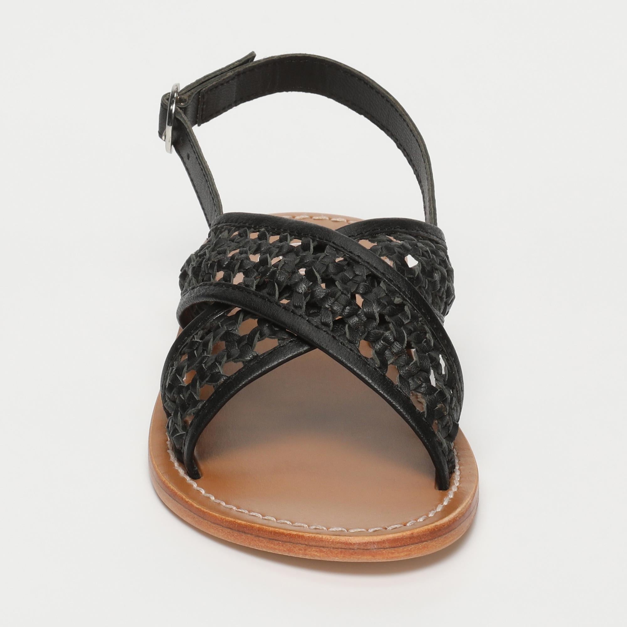 BAISHAKH sandales tresse en cuir noir