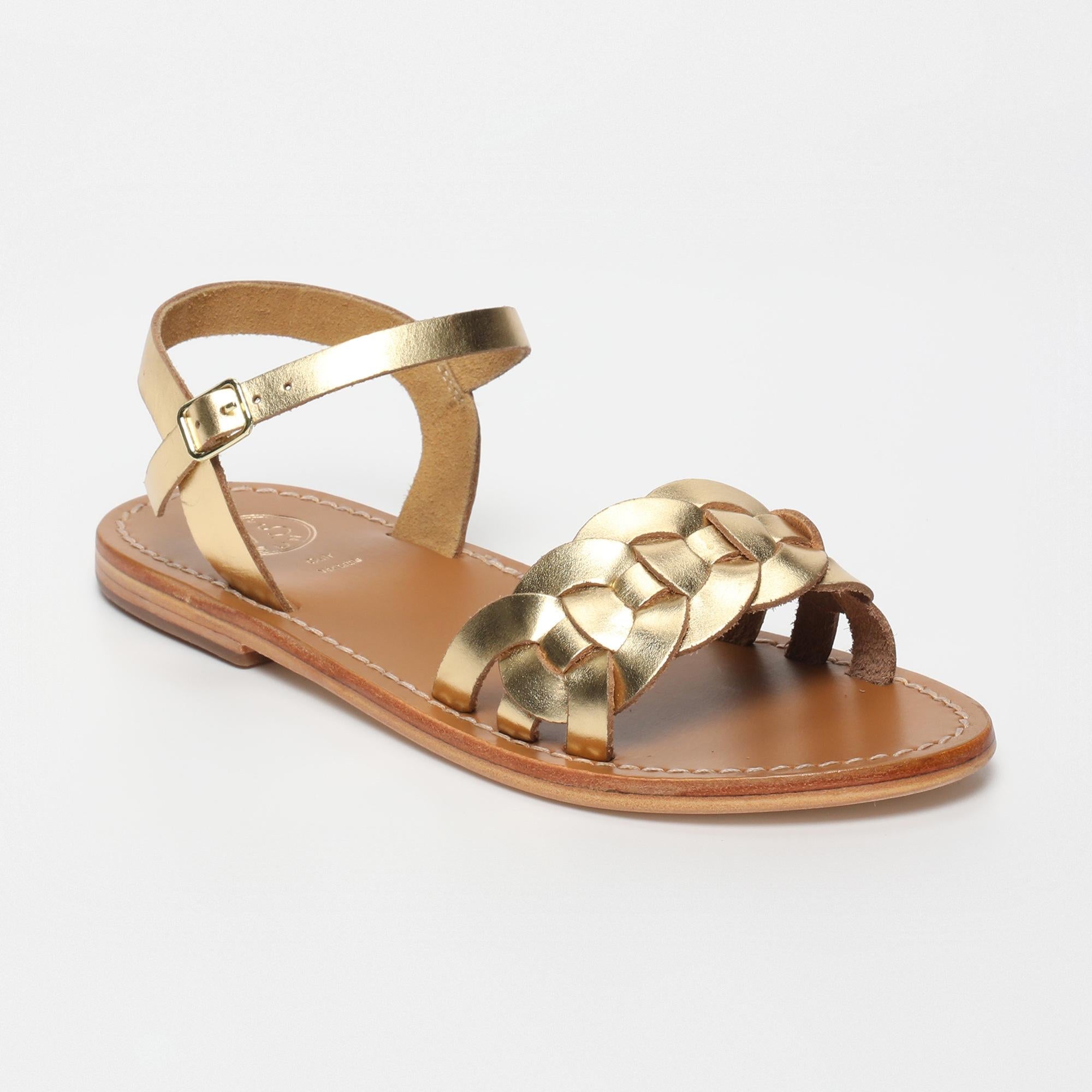 BANDANA sandales en cuir or foncé