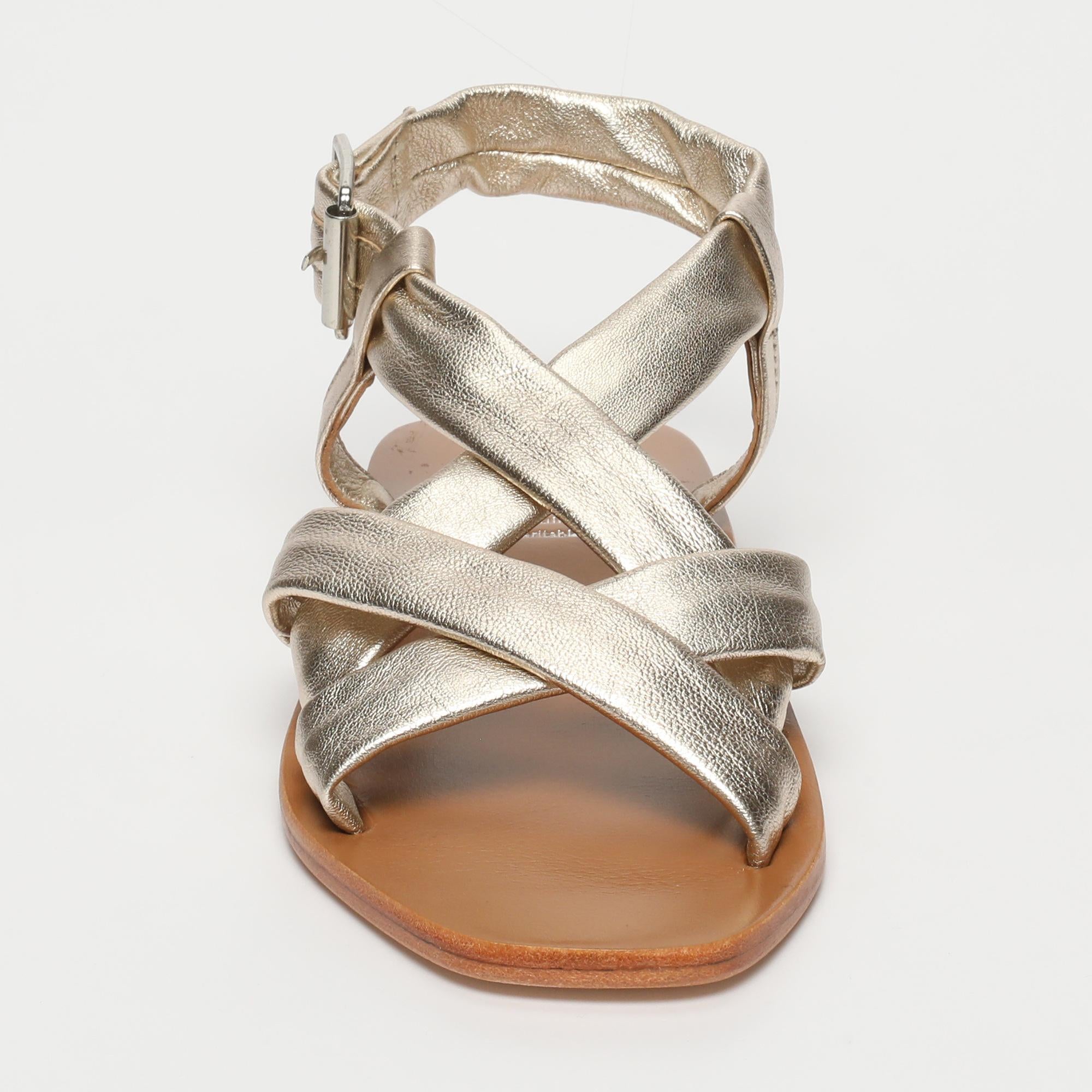 BANITA sandales en cuir platine