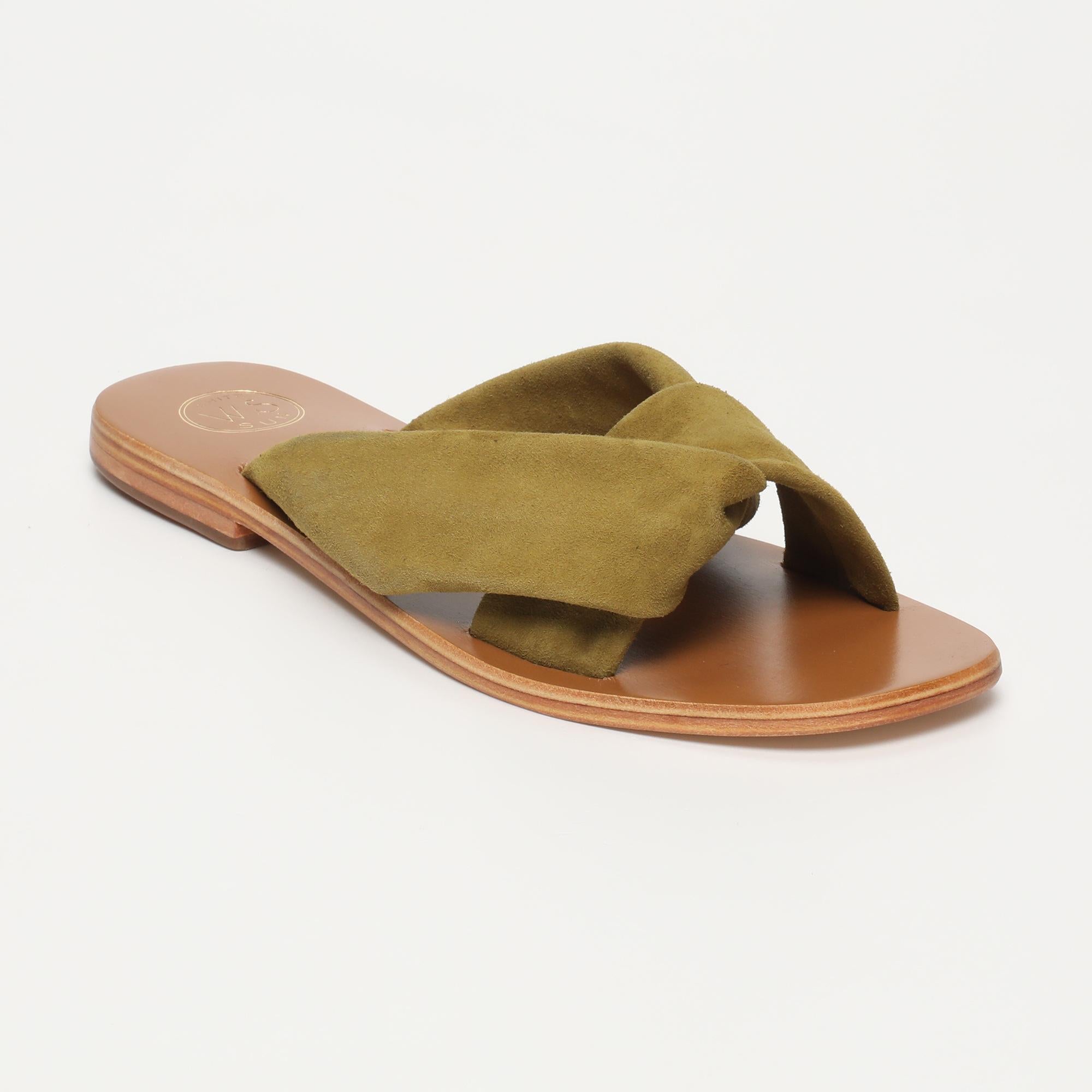 BANSARI mules en cuir kaki