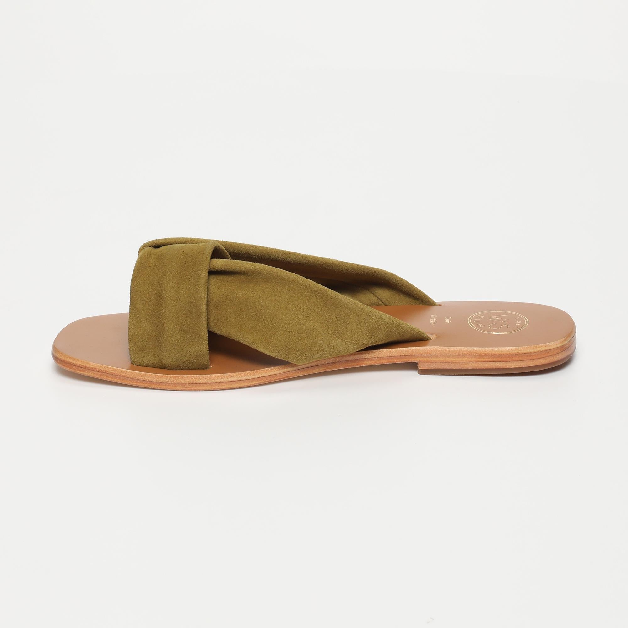 BANSARI mules en cuir kaki