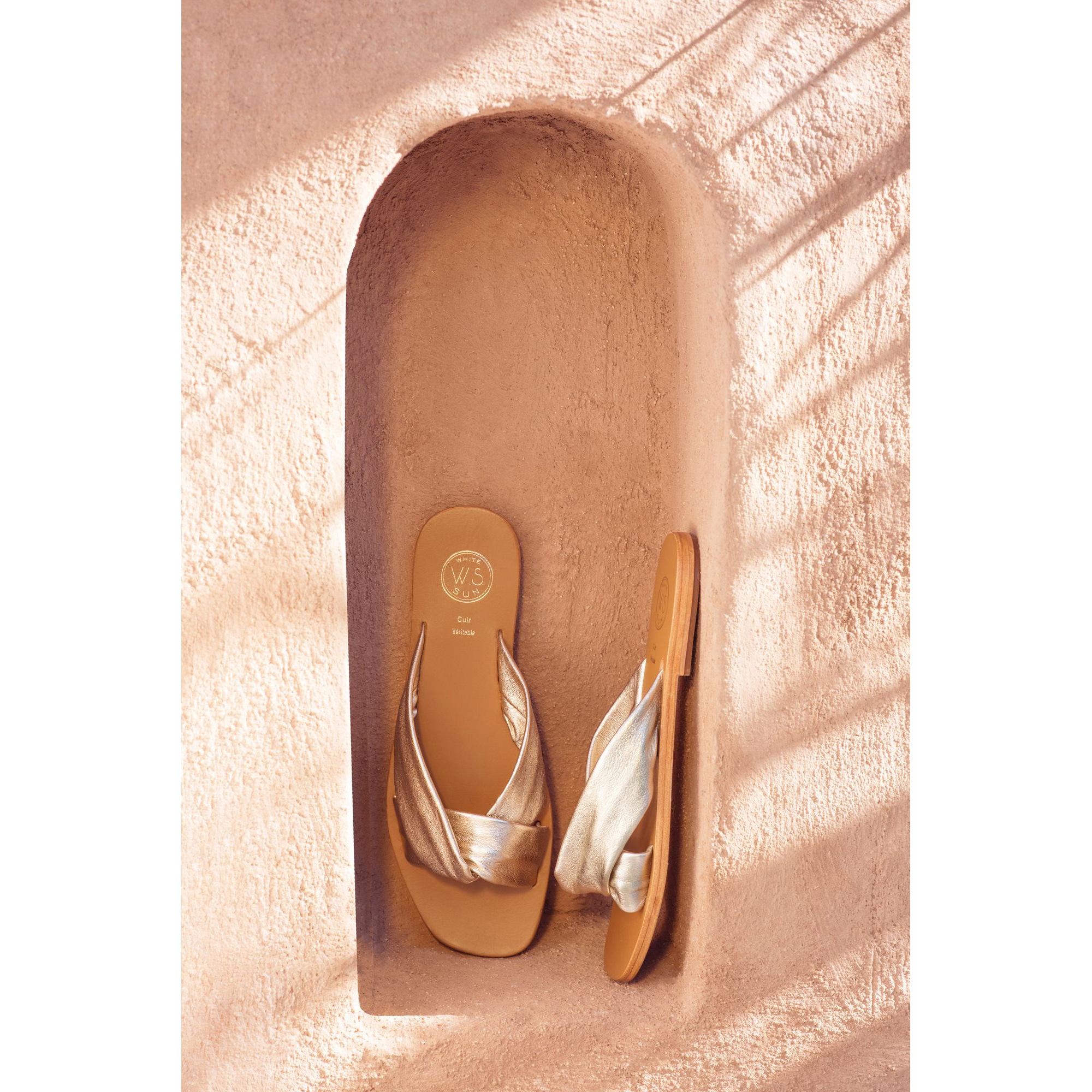 BANSARI mules en cuir platine