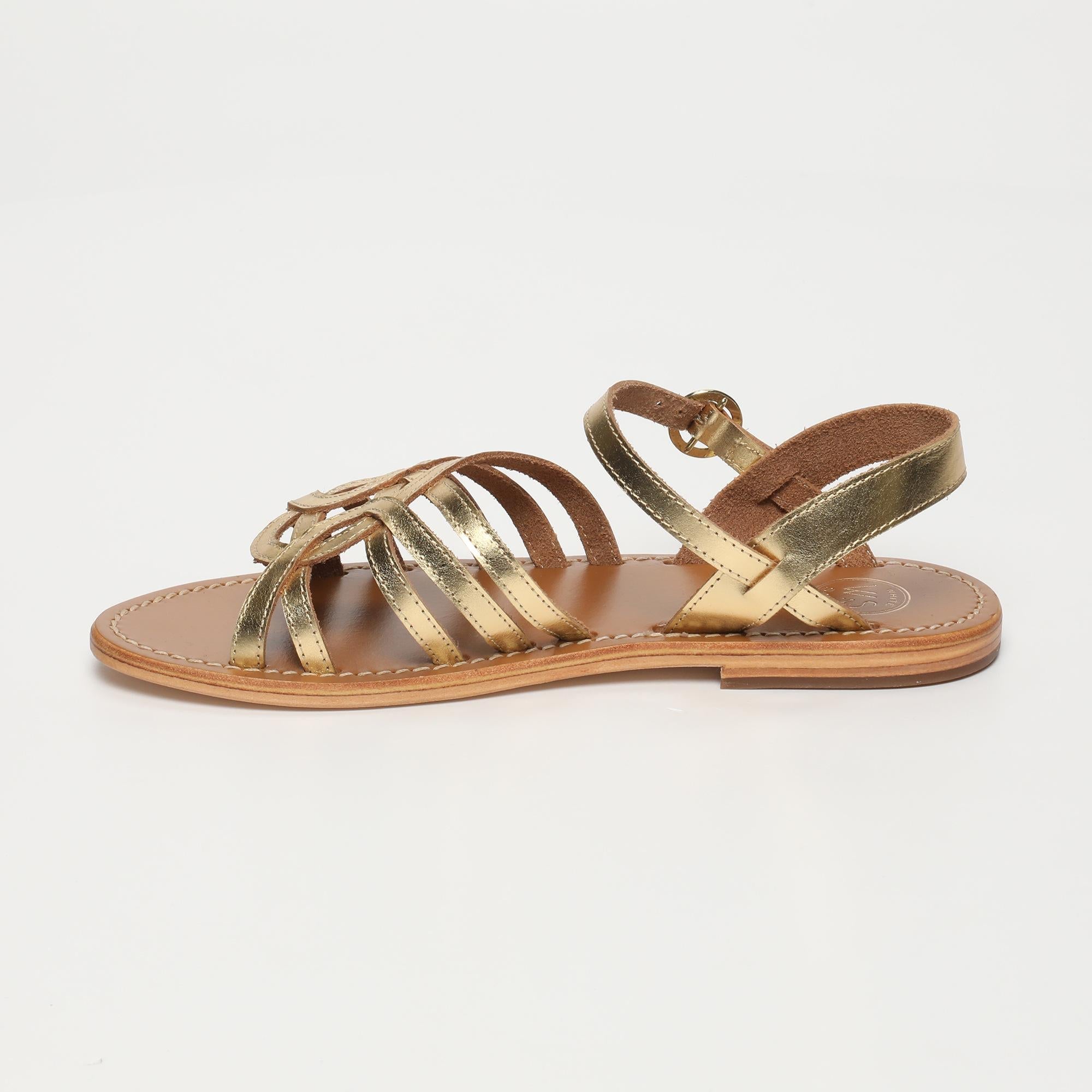 BARSHA sandales en cuir or foncé