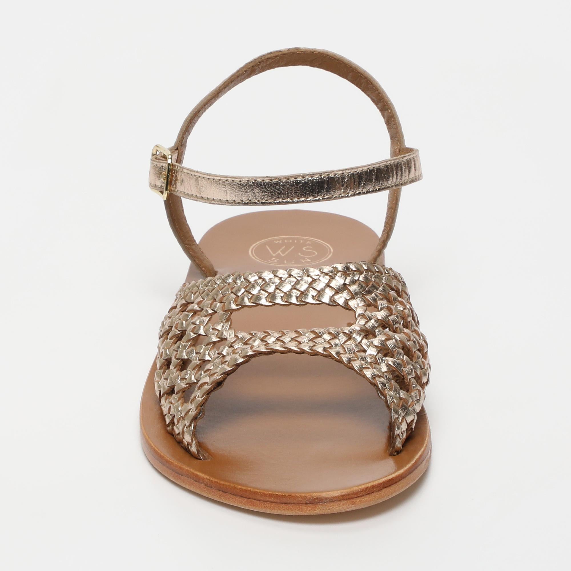 BASANTI sandales tresse en cuir or