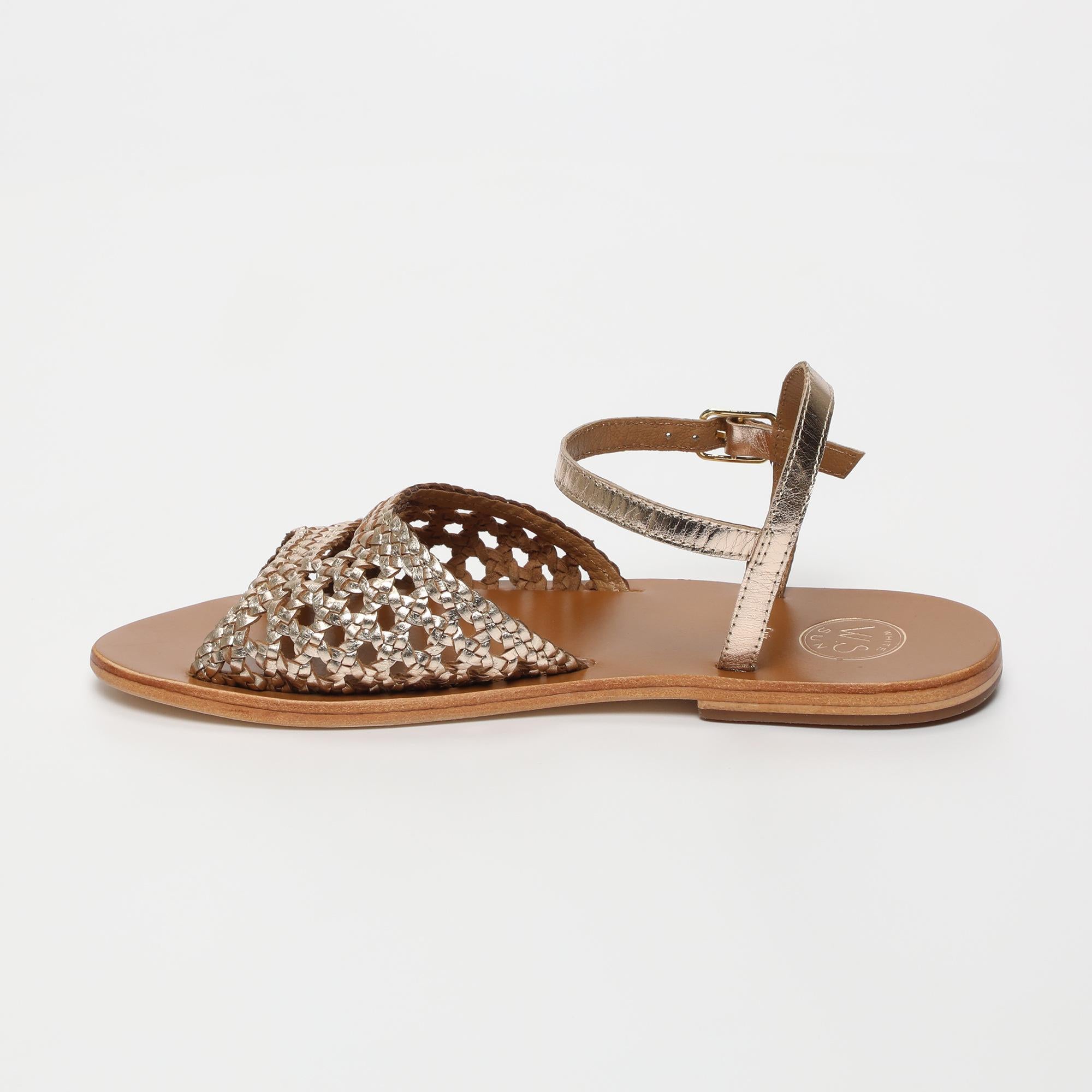 BASANTI sandales tresse en cuir or