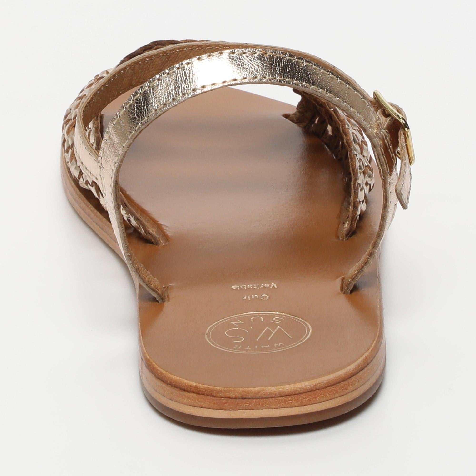 BASANTI sandales tresse en cuir or