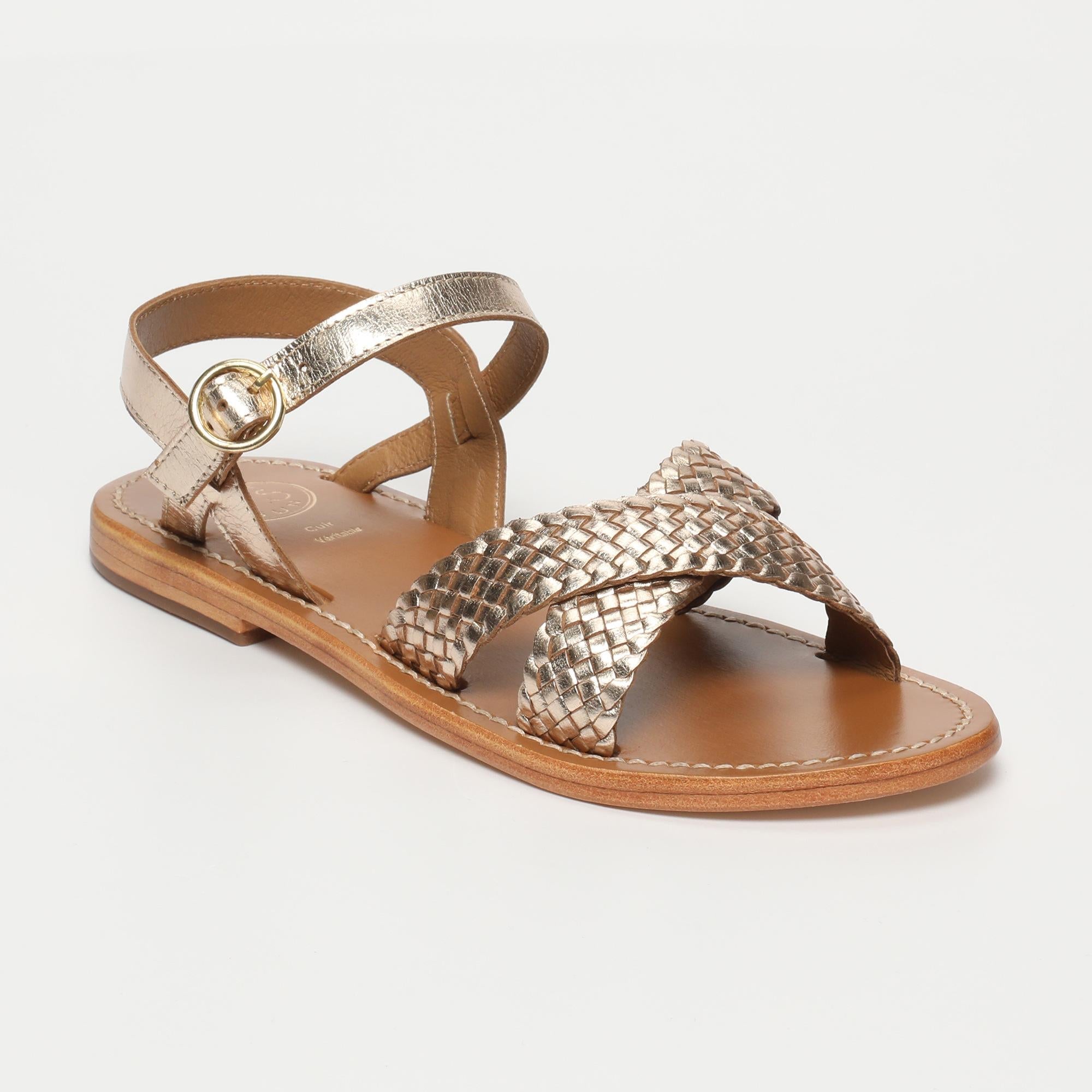 BHARAVI sandales tresse en cuir or