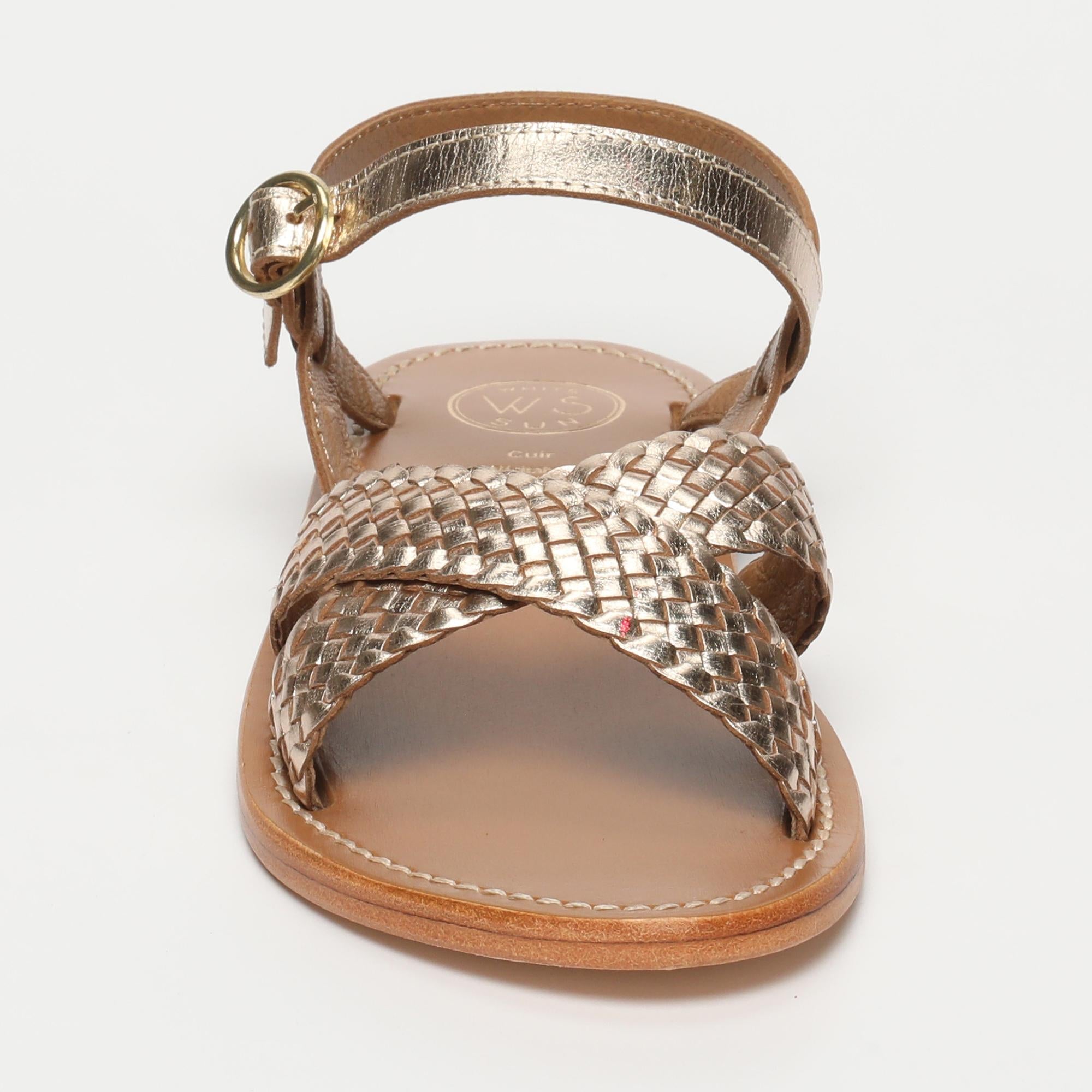 BHARAVI sandales tresse en cuir or