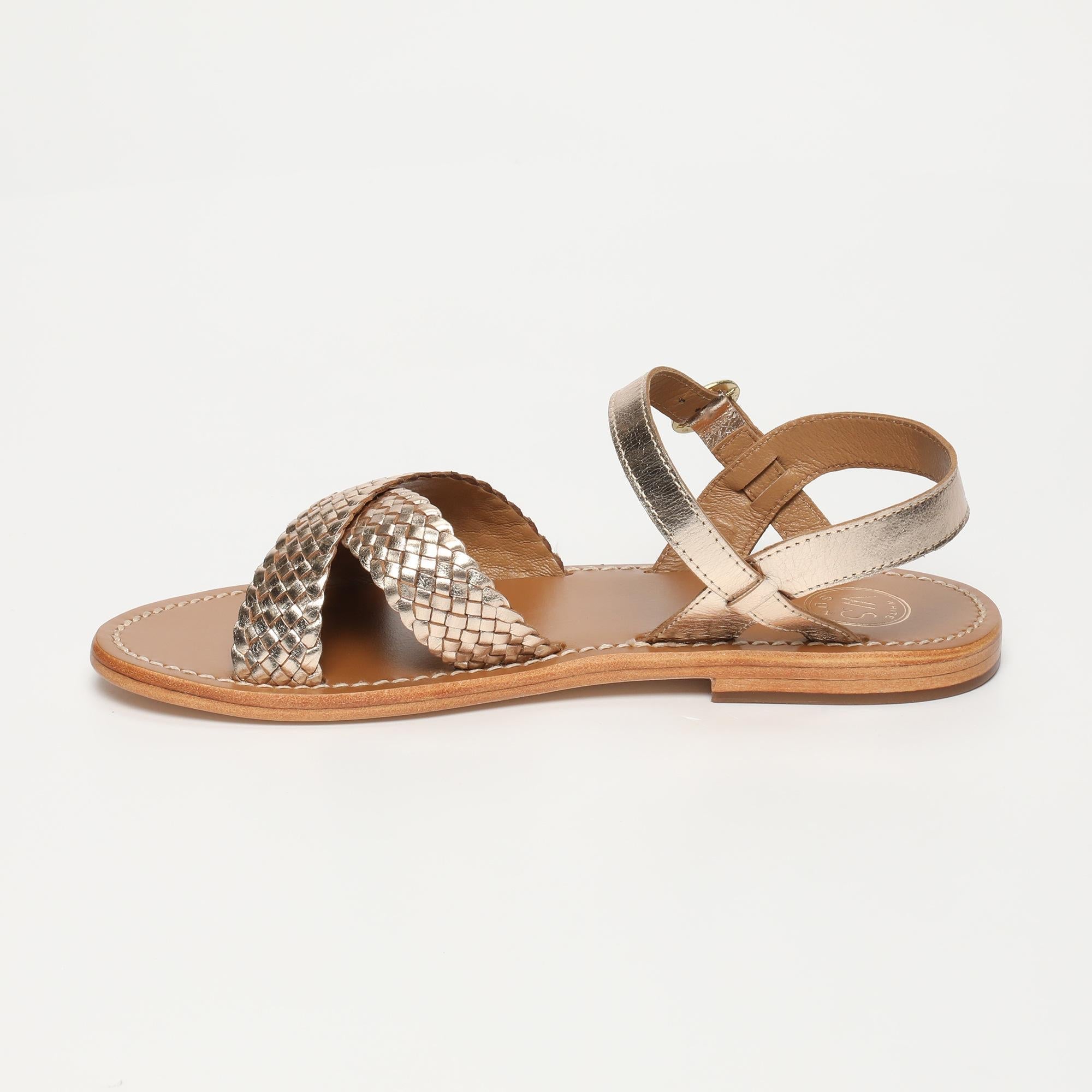 BHARAVI sandales tresse en cuir or