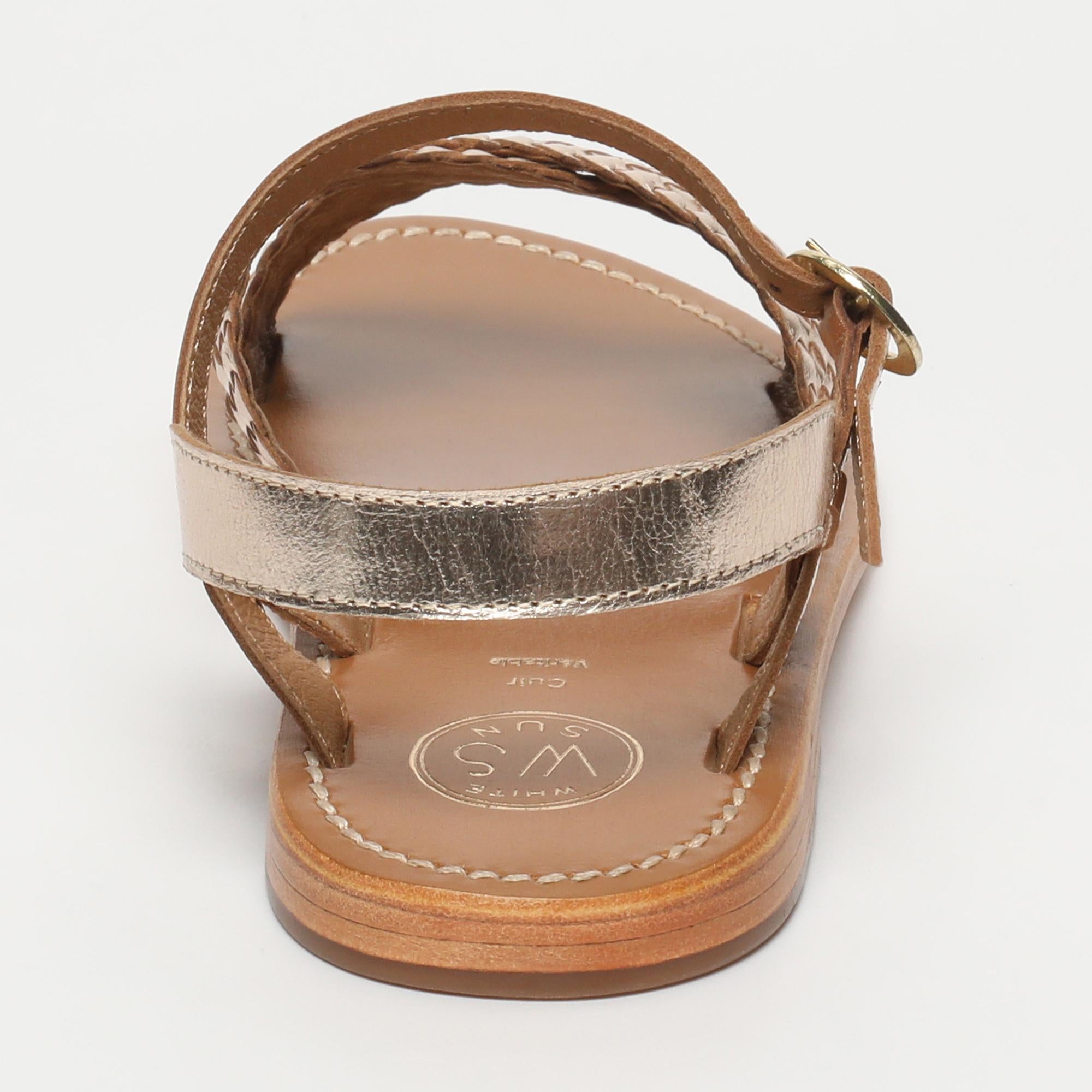 BHARAVI sandales tresse en cuir or