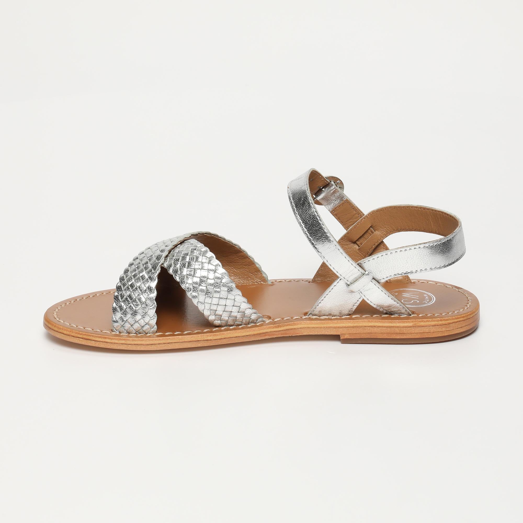 BHARAVI sandales tresse en cuir argent