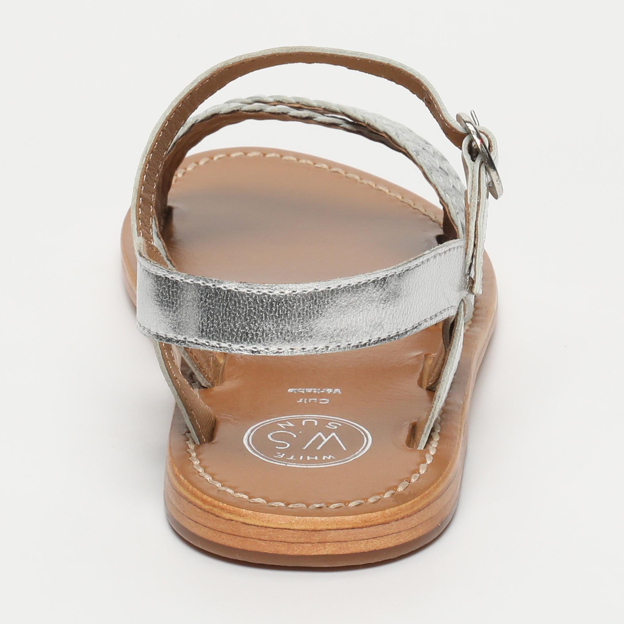 BHARAVI sandales tresse en cuir argent