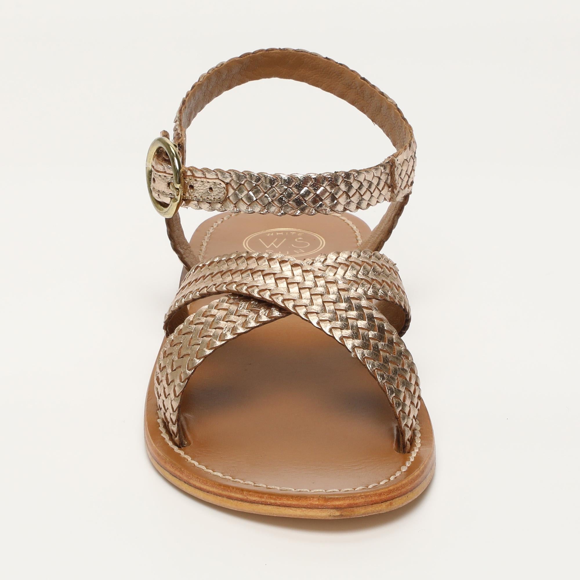 BHARTI sandales tresse en cuir or