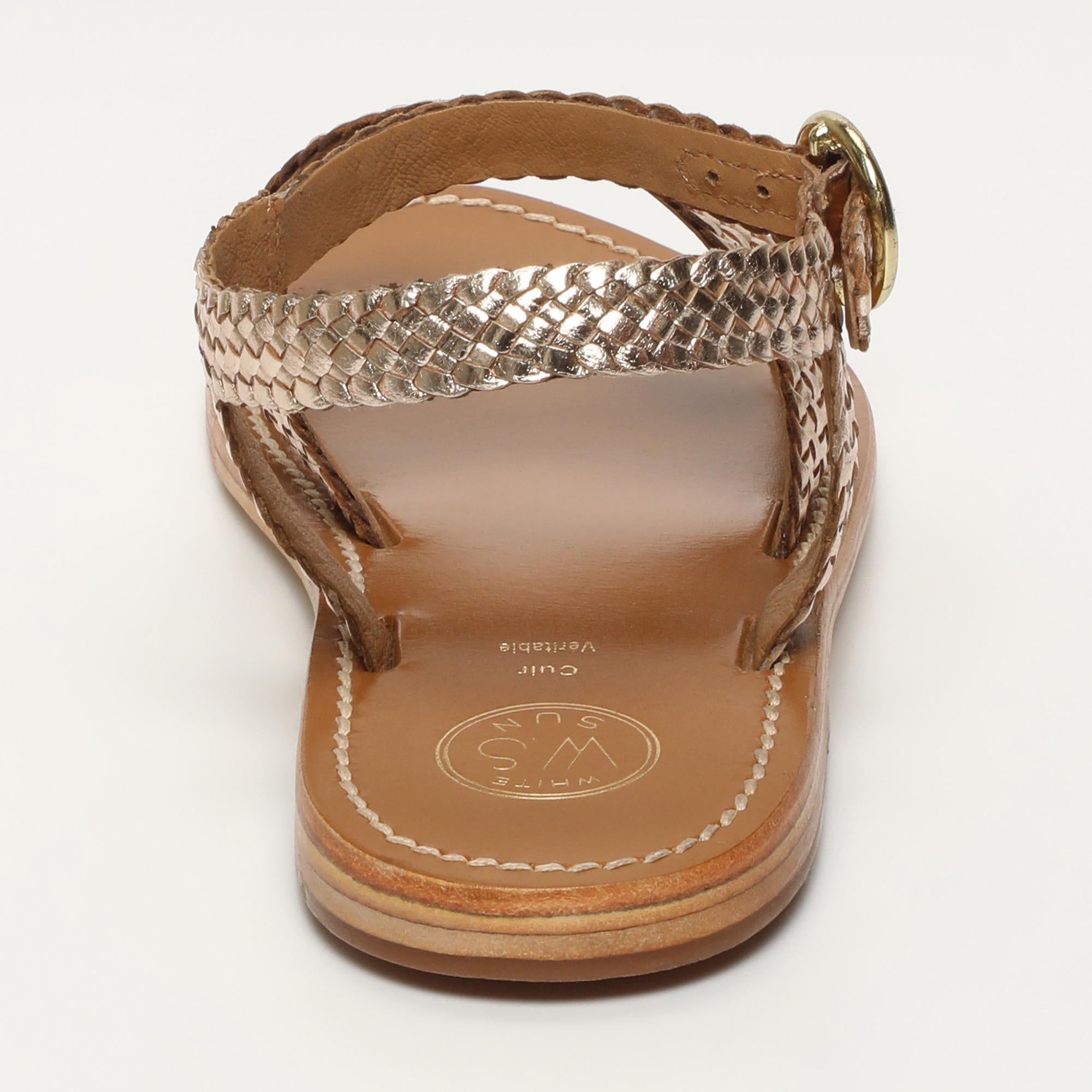 BHARTI sandales tresse en cuir or