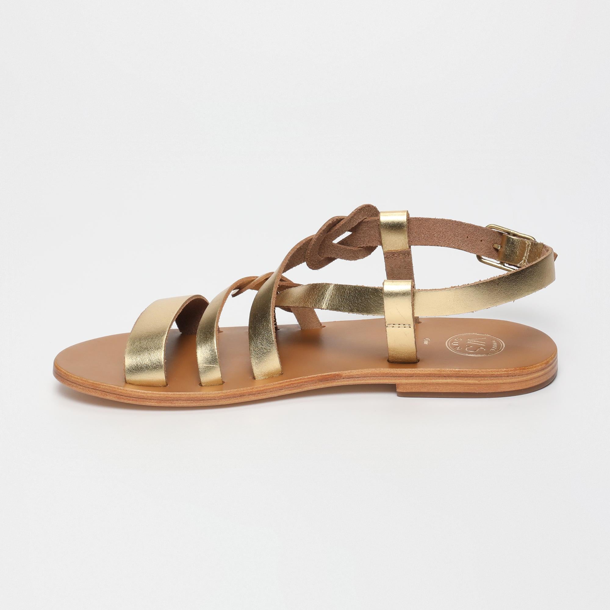 BHAVANE sandales en cuir or foncé