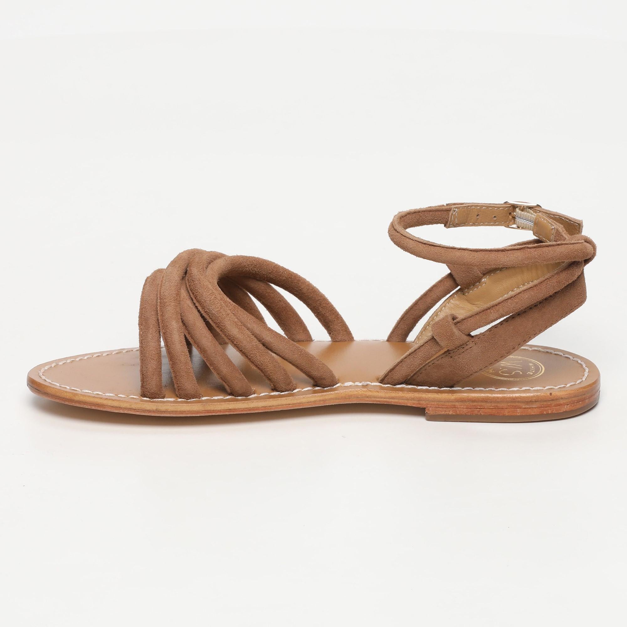 CALVILLA sandales bracelet de cheville en cuir camel
