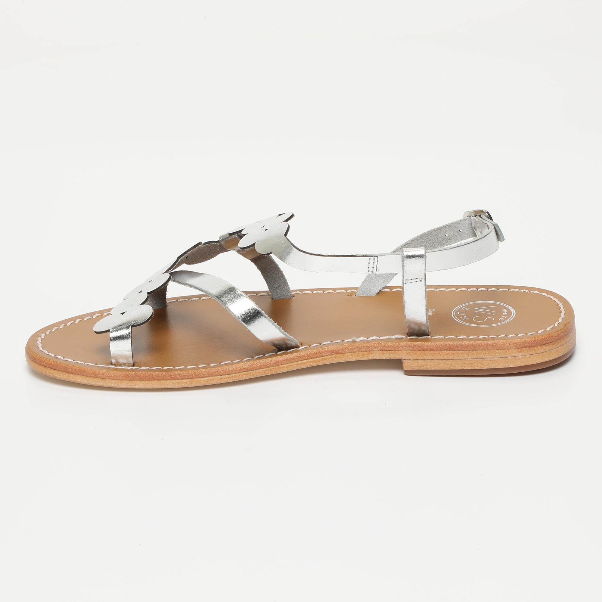 CAMPILE sandales fantaisie en cuir argent