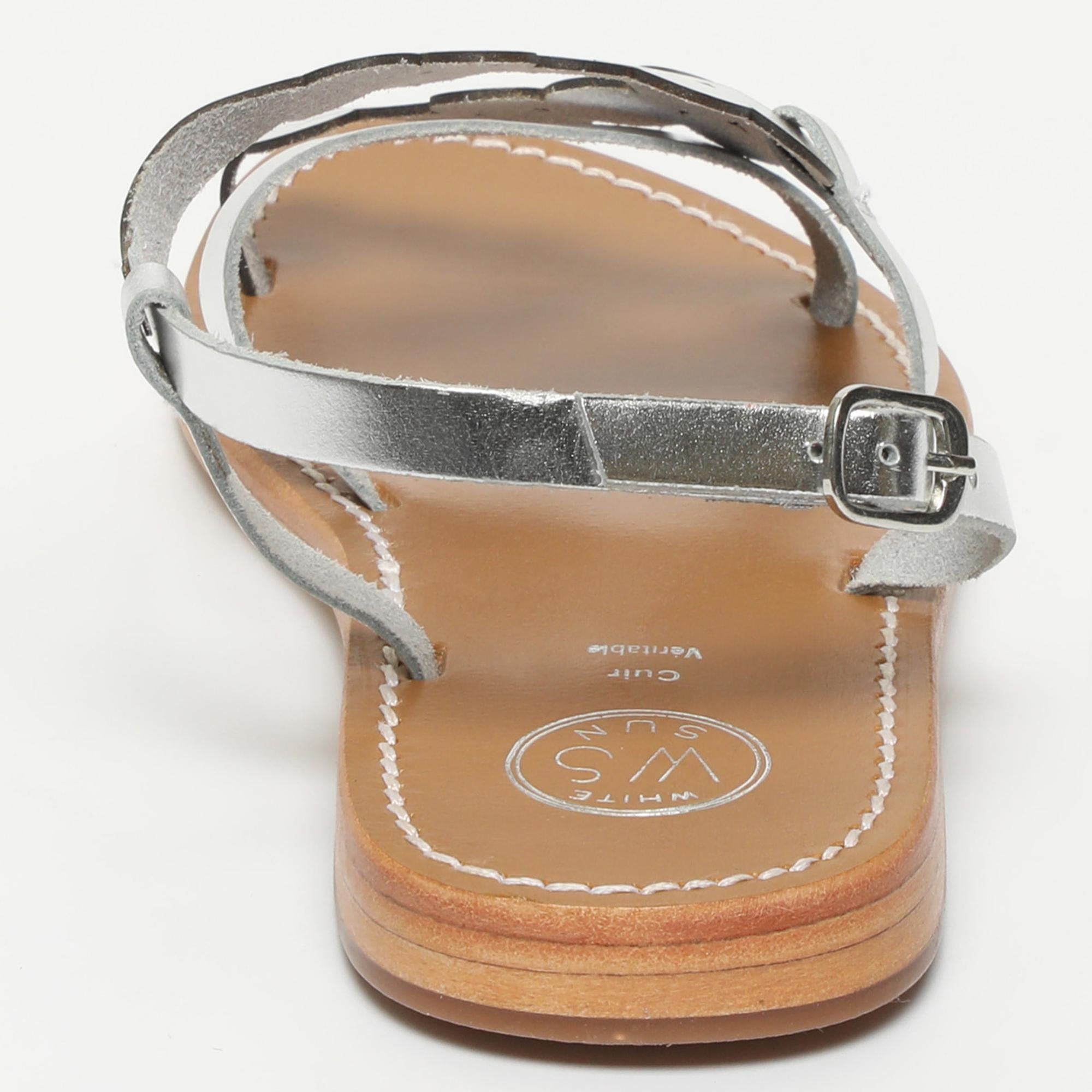 CAMPILE sandales fantaisie en cuir argent