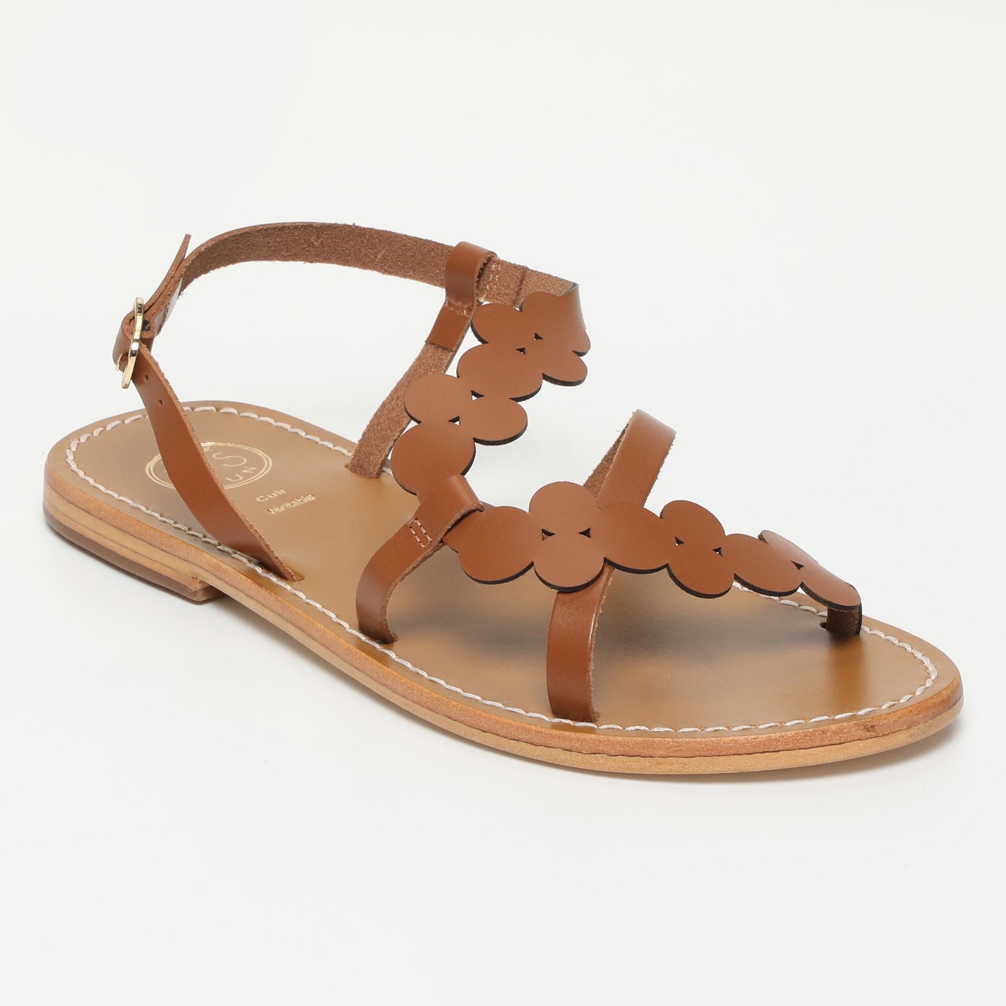 CAMPILE sandales fantaisie en cuir camel