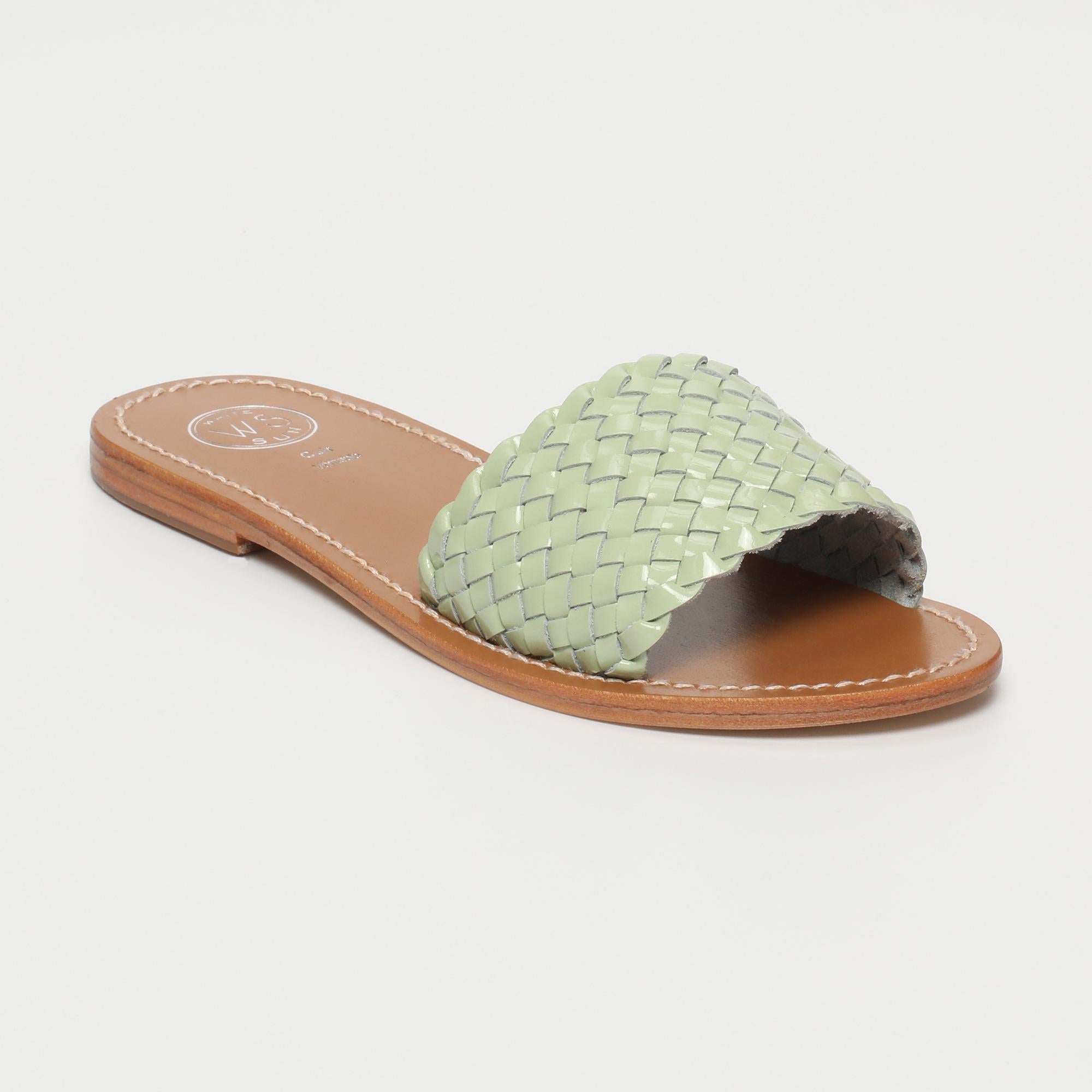 CANDIDA mules tresse en cuir menthe