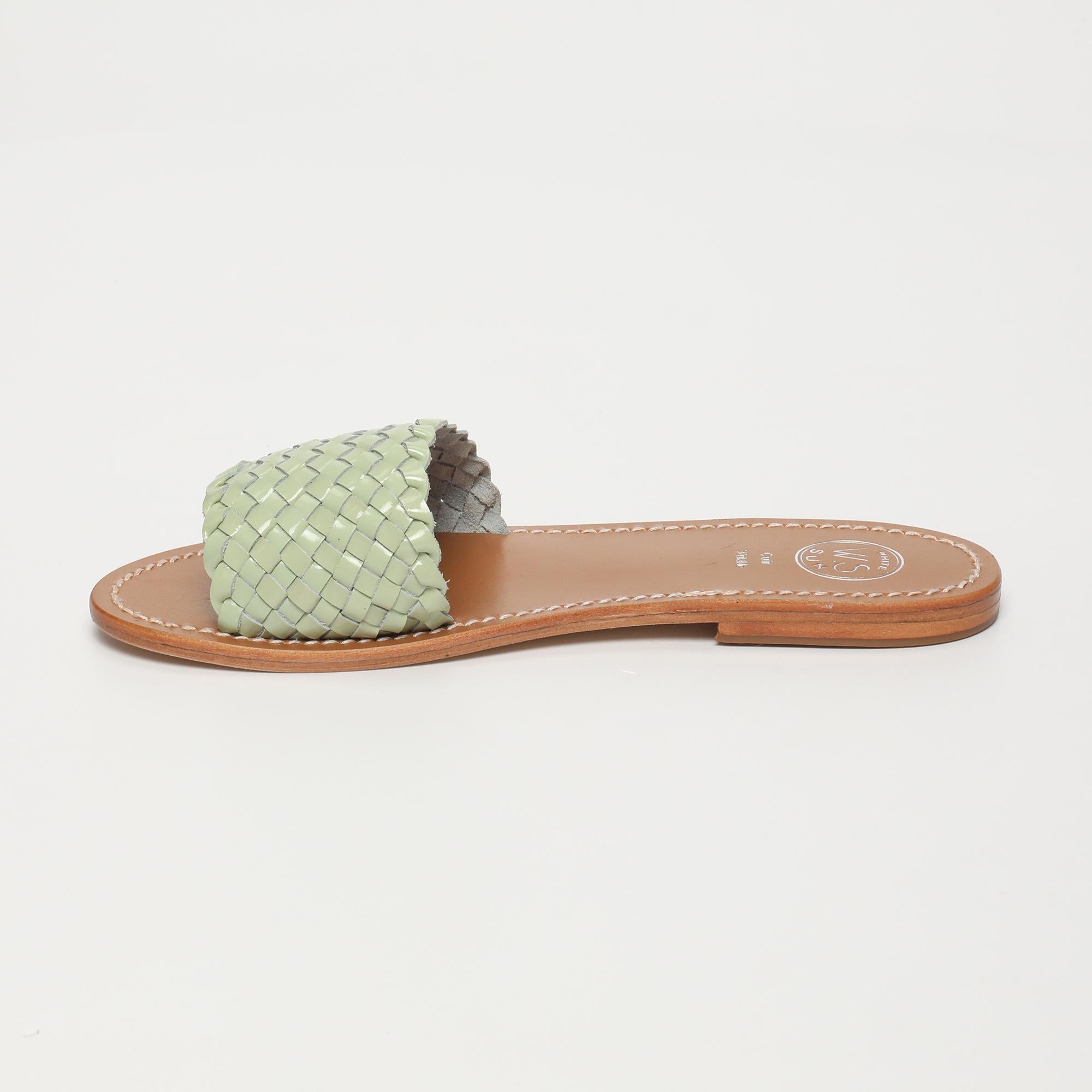 CANDIDA mules tresse en cuir menthe