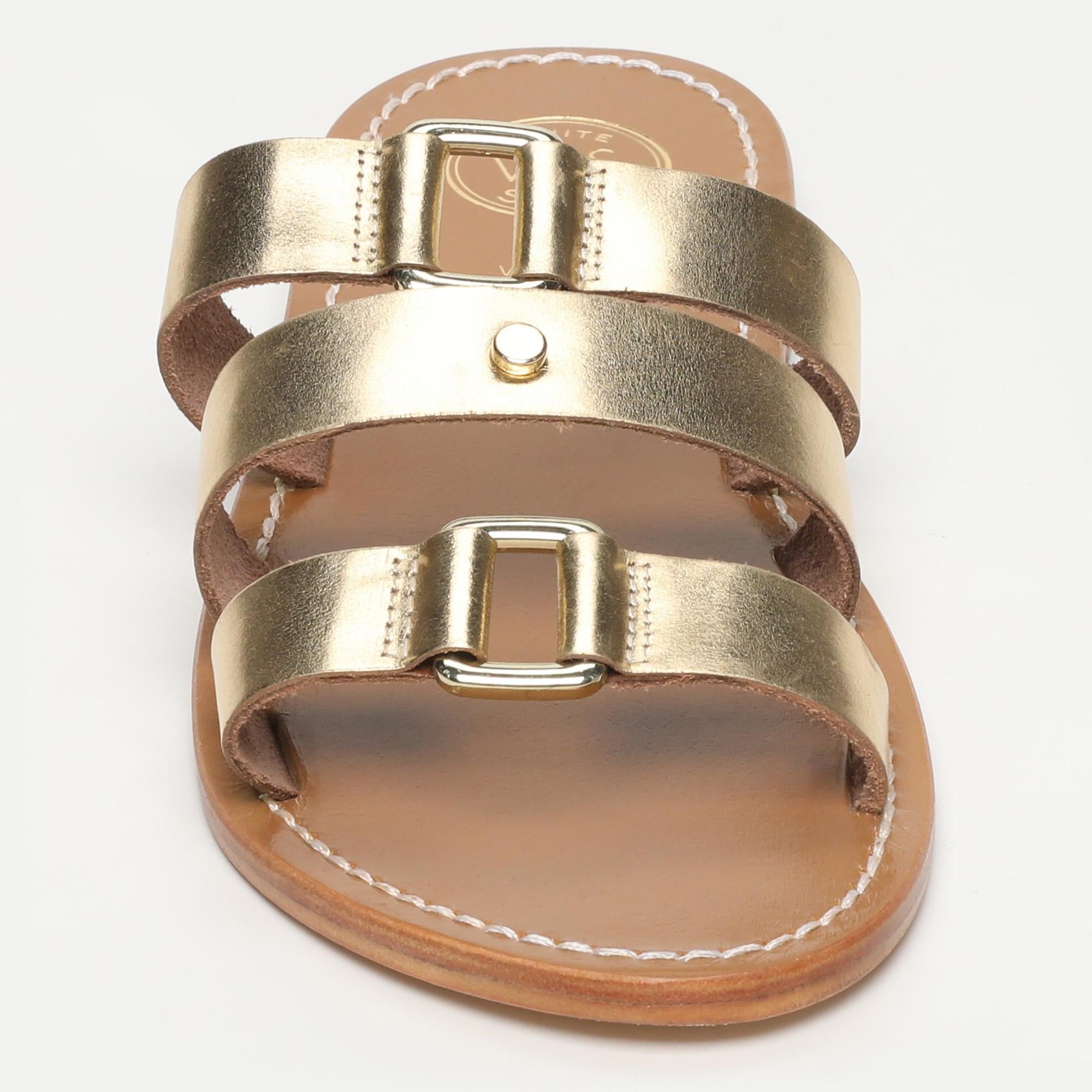 CARDENA mules en cuir or foncé