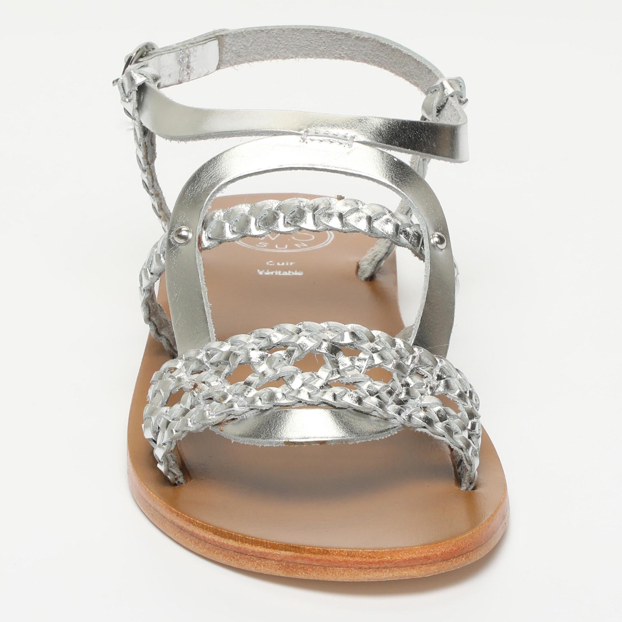 CASTIRLA sandales tresse en cuir argent