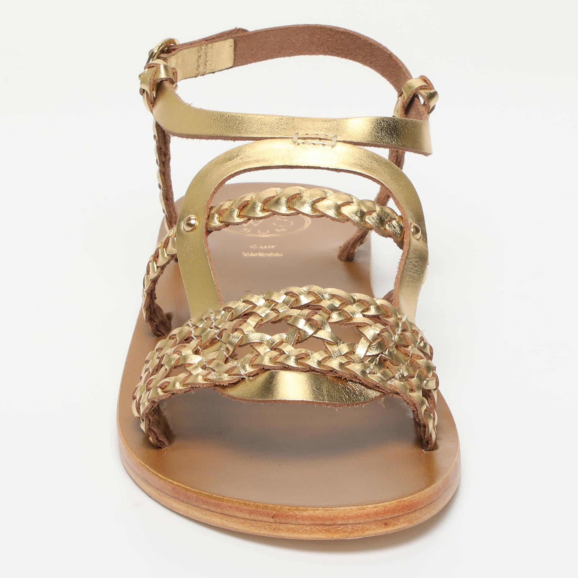 CASTIRLA sandales tresse en cuir or foncé