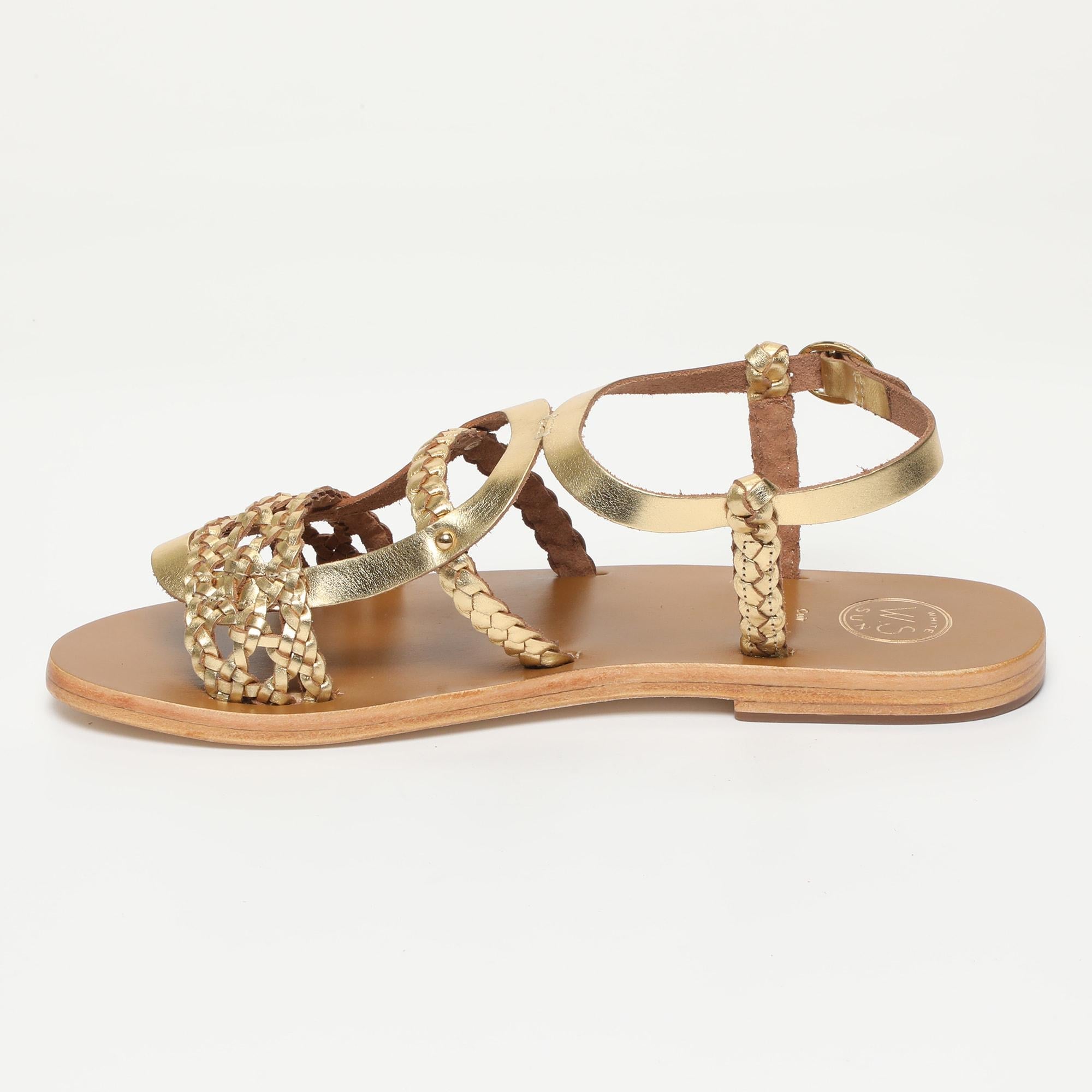 CASTIRLA sandales tresse en cuir or foncé