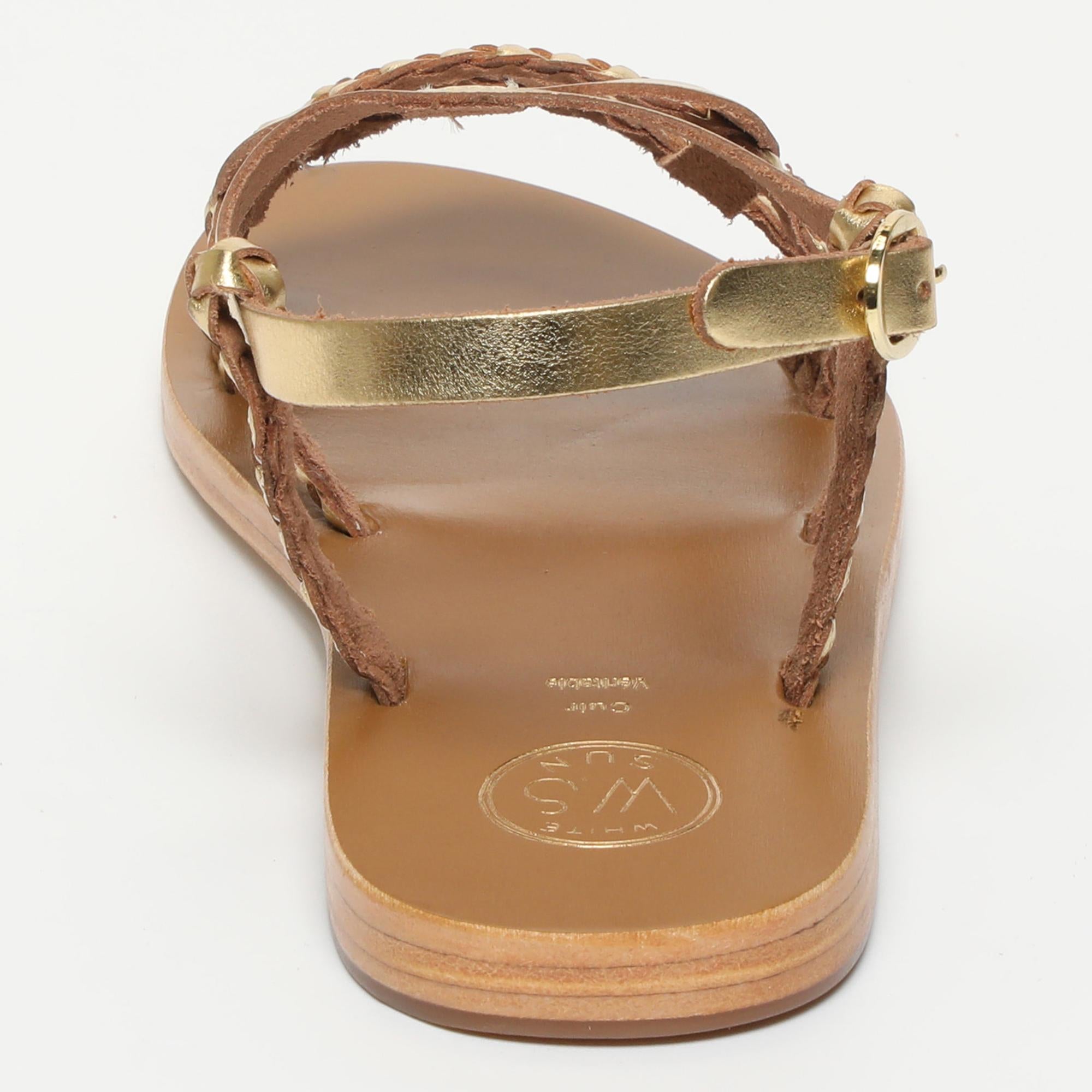 CASTIRLA sandales tresse en cuir or foncé