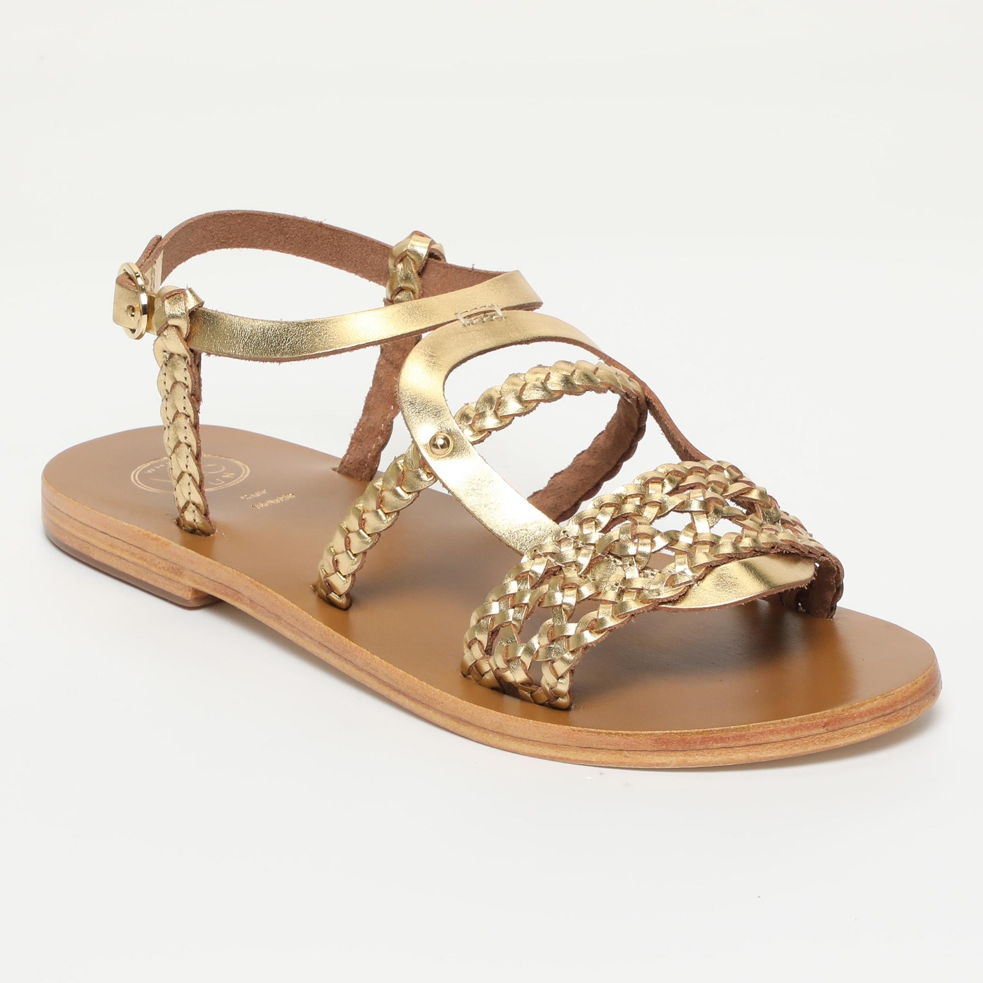 CASTIRLA sandales tresse en cuir or foncé