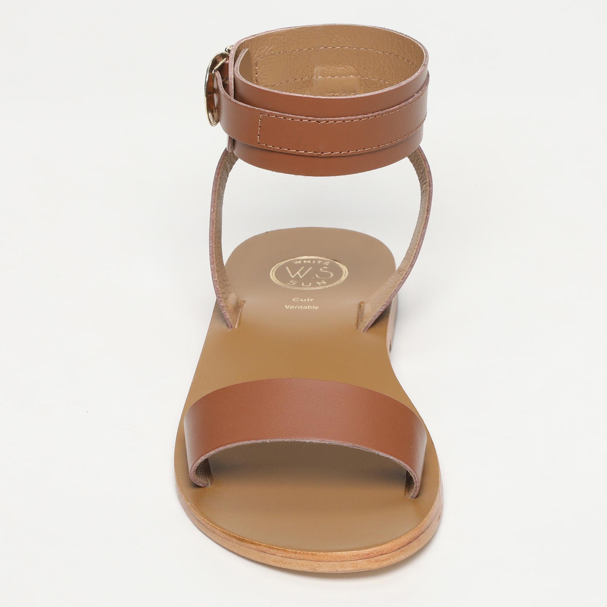 CAURO sandales bracelet de cheville en cuir camel